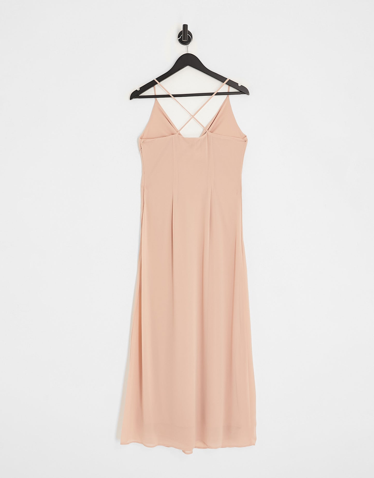 Vila bridesmaids midi dress with twist front in light pink