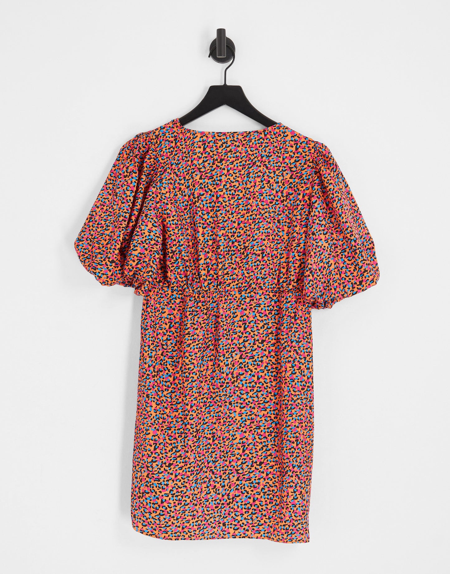 Vero Moda satin wrap front mini dress in bright leopard print