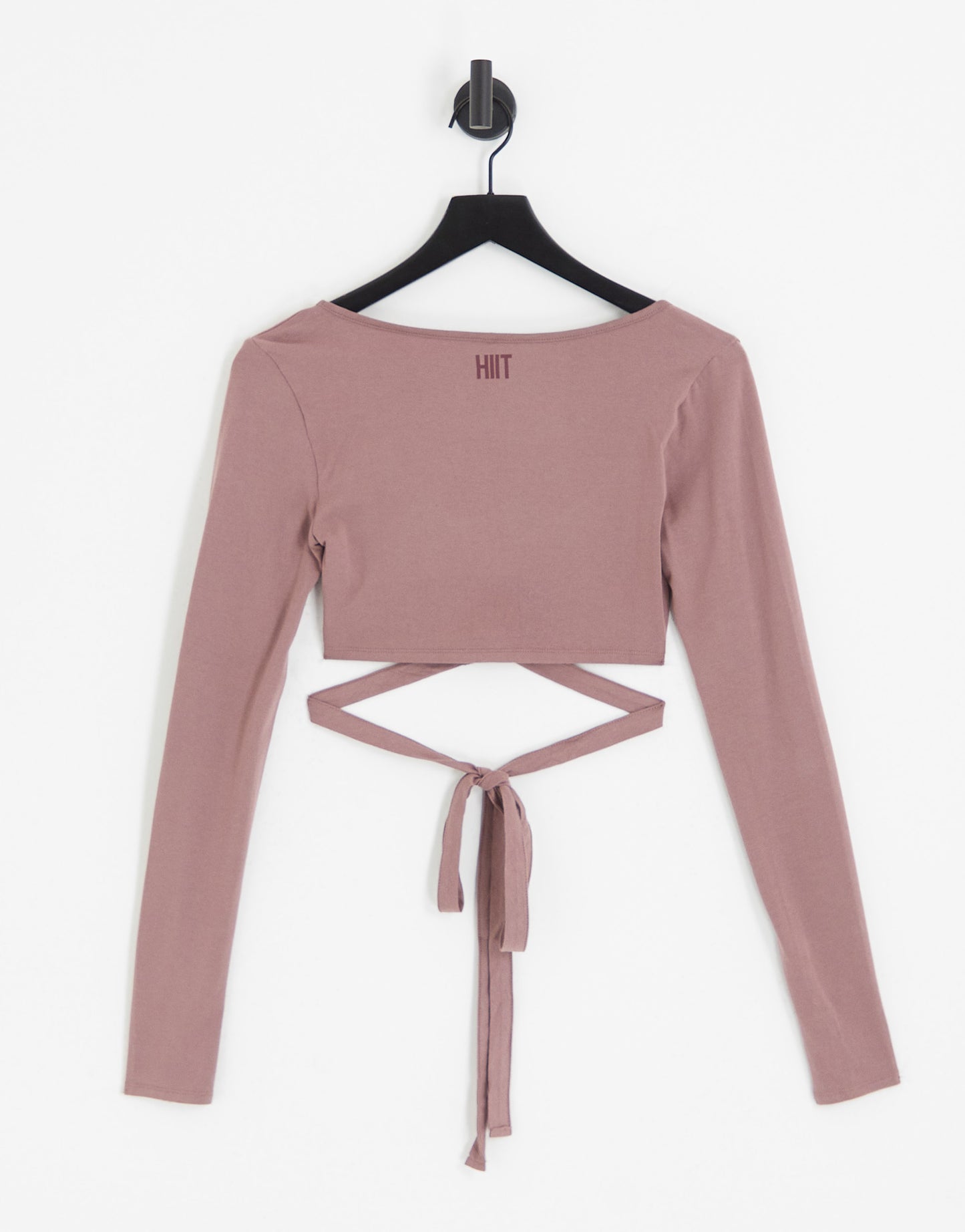 HIIT crop top with wrap and tie details in mink