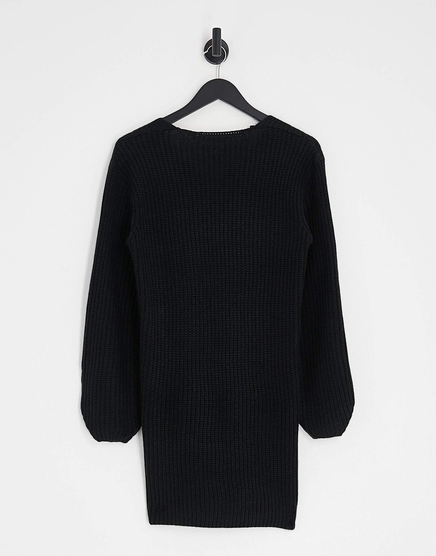 Threadbare ribbed knitted midi dress in black