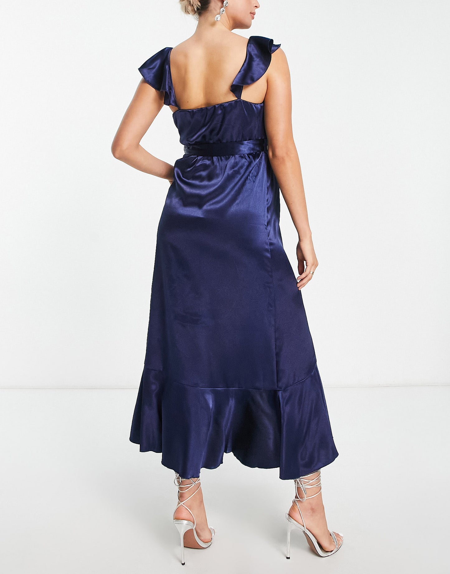 Little Mistress Maternity frill wrap dress in navy