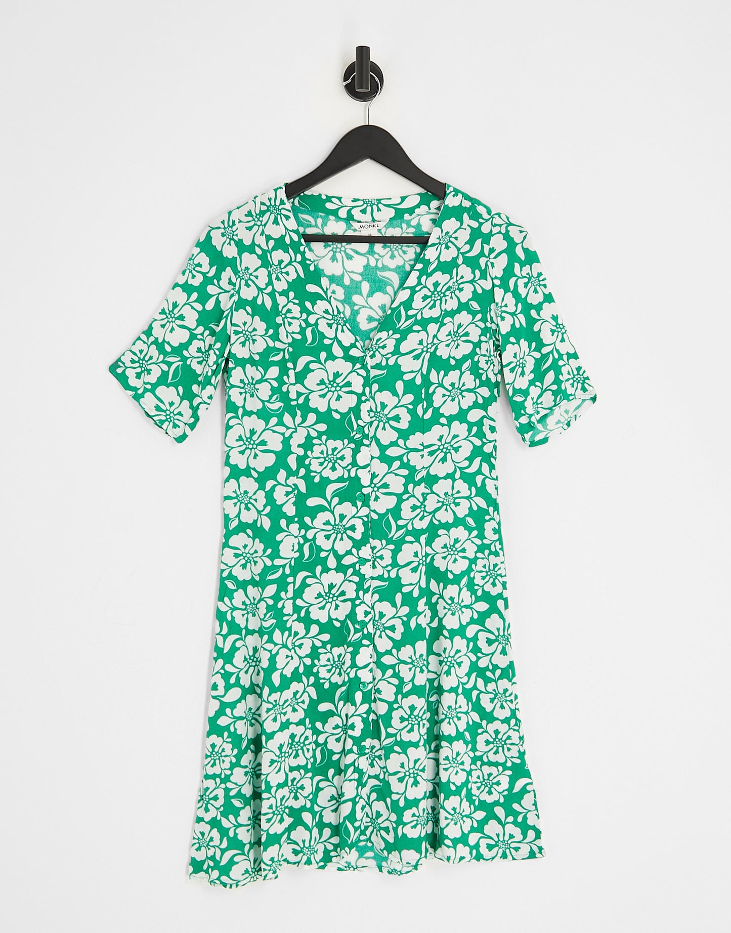 Monki button through mini dress in hibiscus floral
