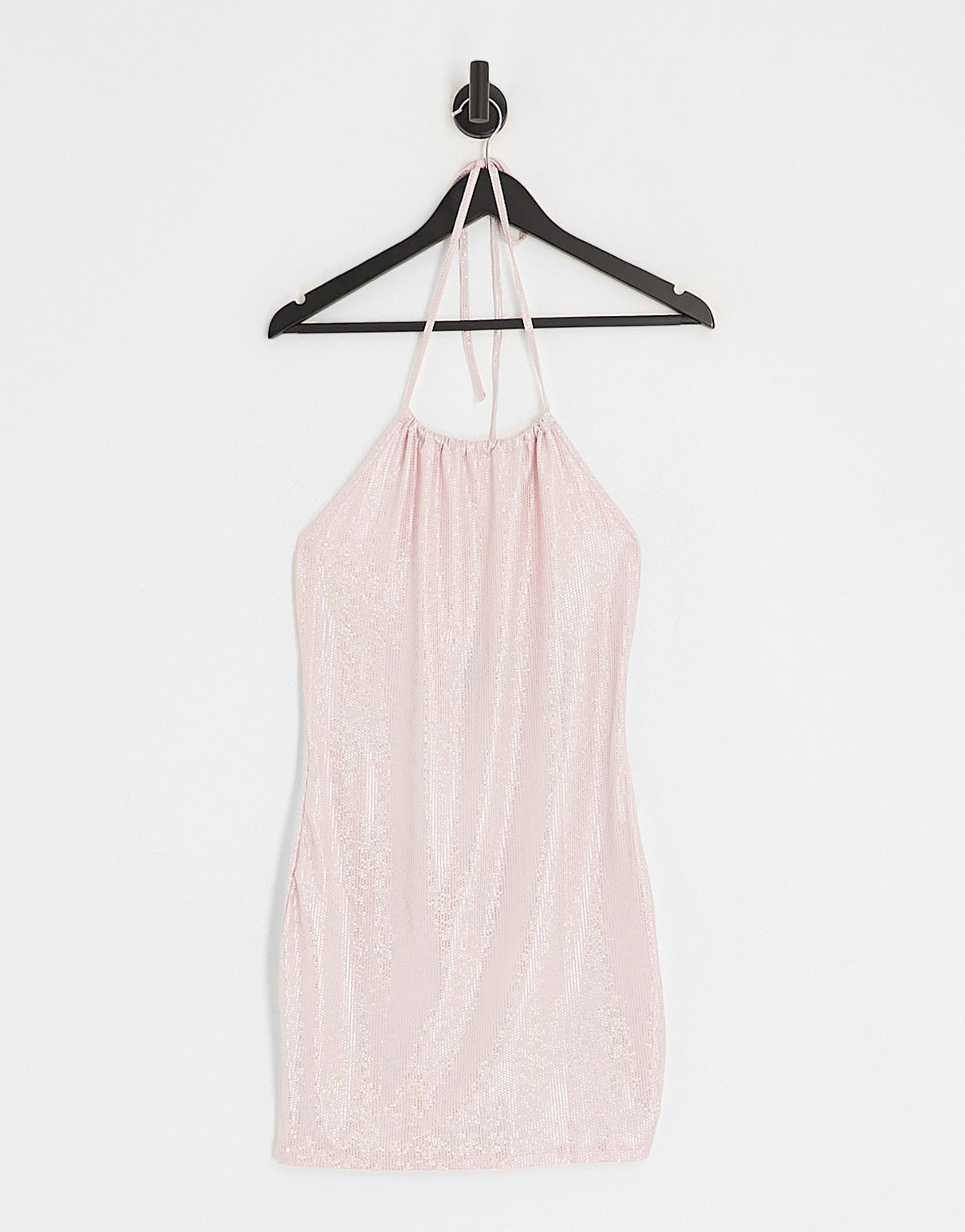 Monki halter neck mini dress in pink glitter