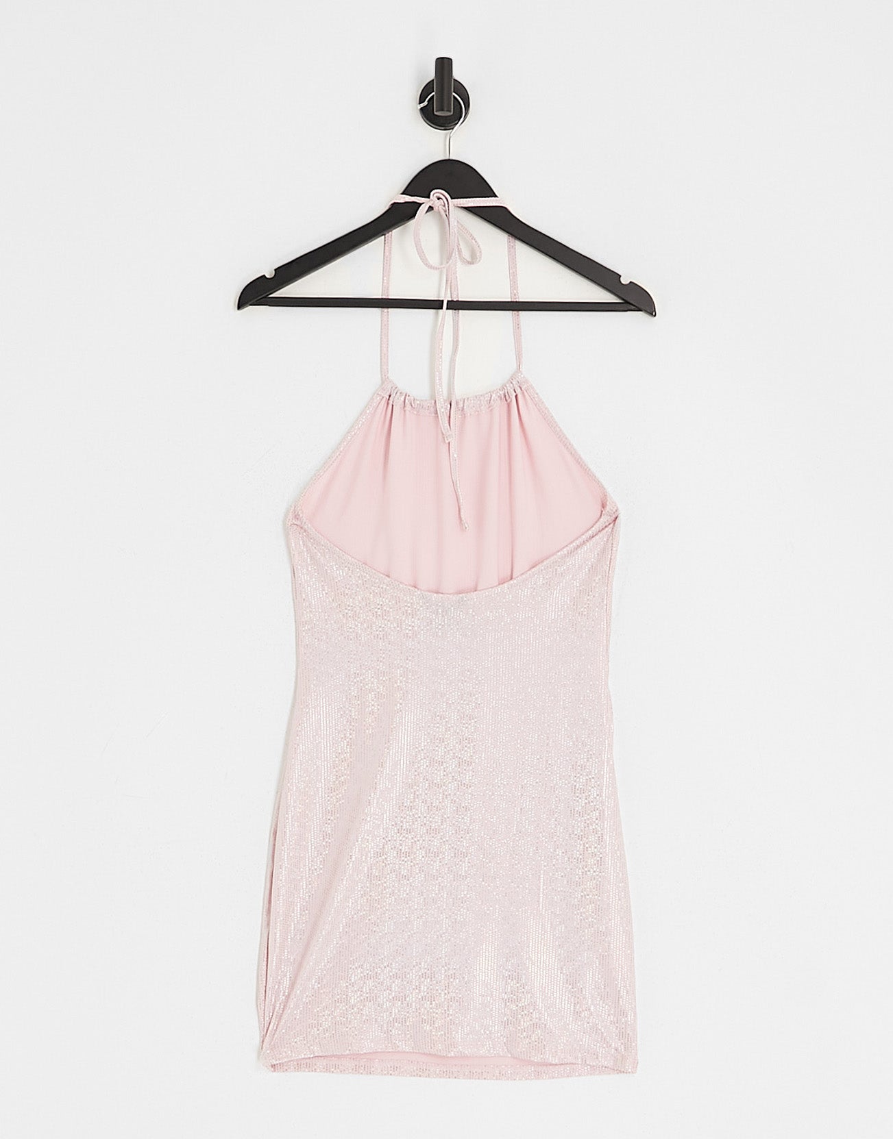 Monki halter neck mini dress in pink glitter