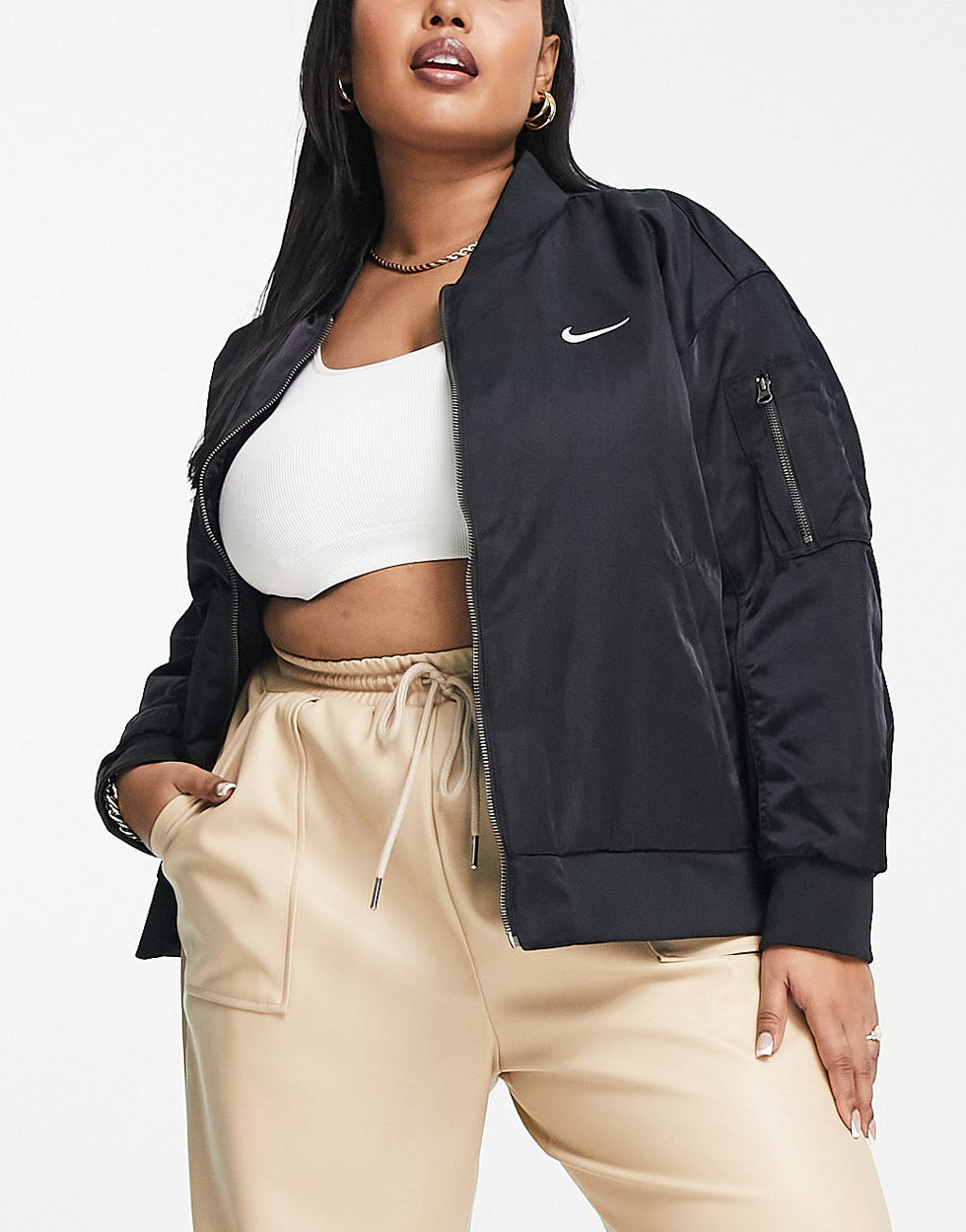 Nike Plus varsity jacket in black