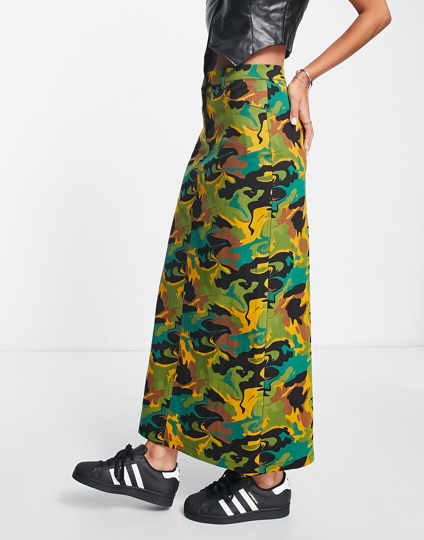 COLLUSION utility maxi skirt in camo print co-ord