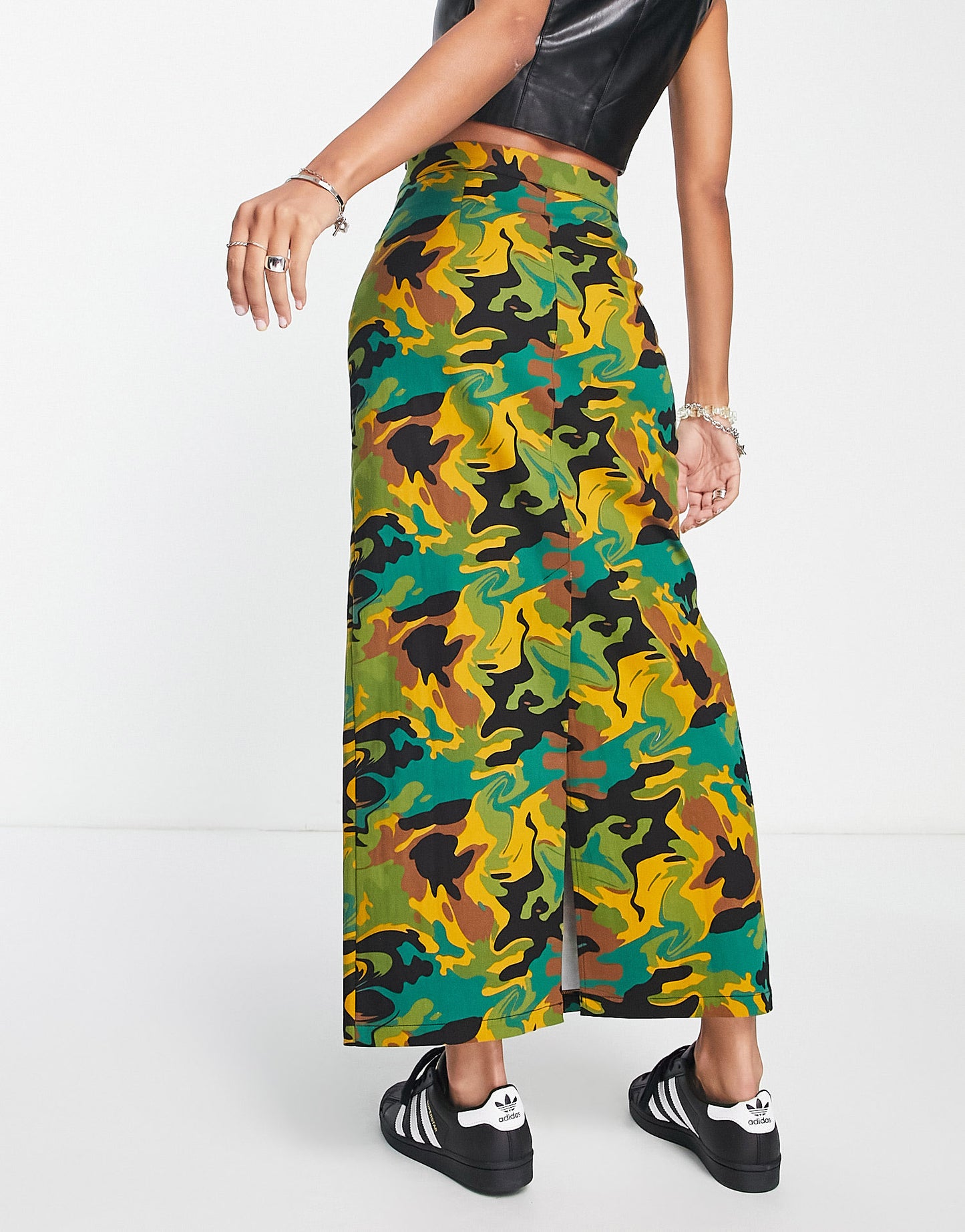 COLLUSION utility maxi skirt in camo print co-ord