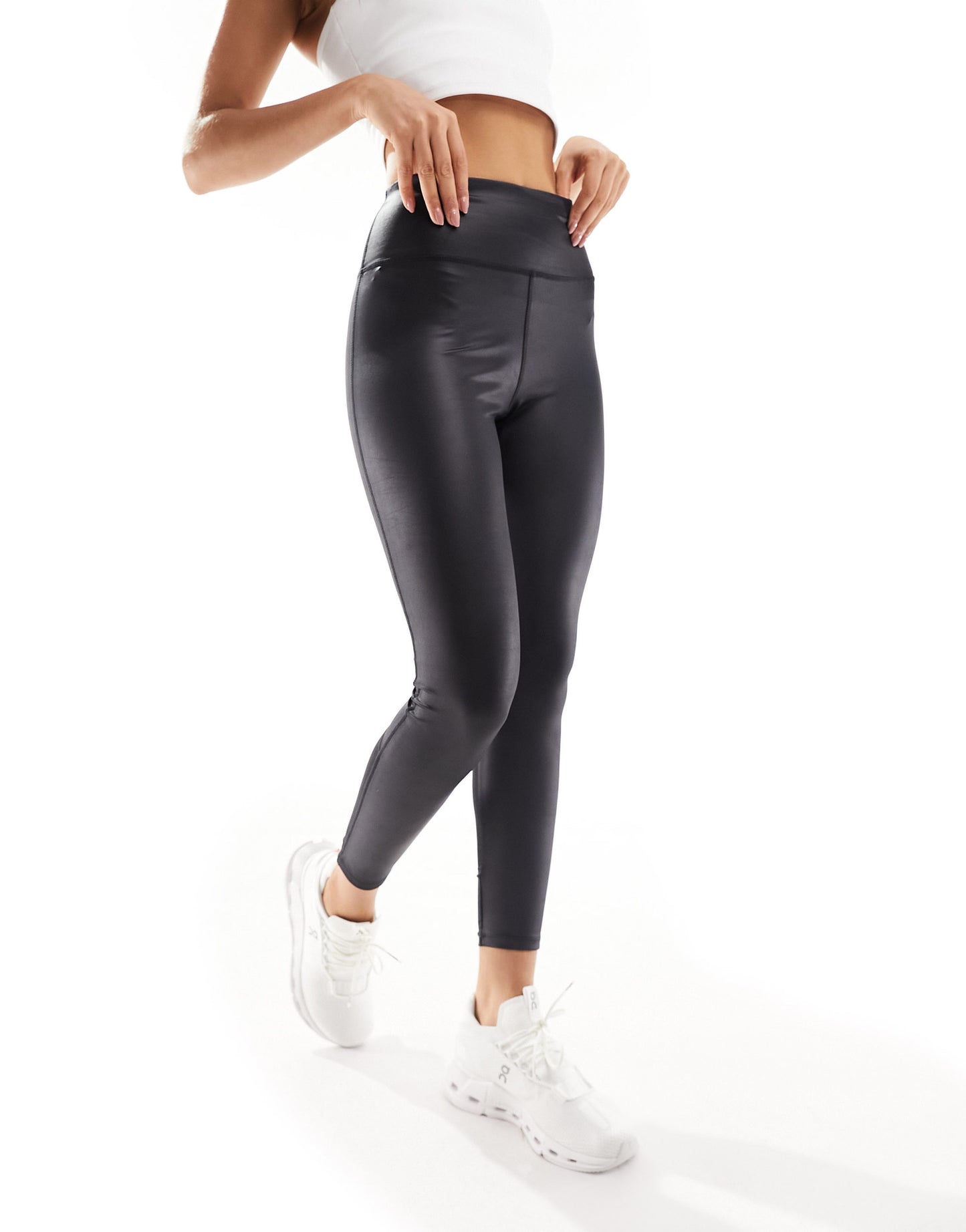4505 Petite mesh wet look legging