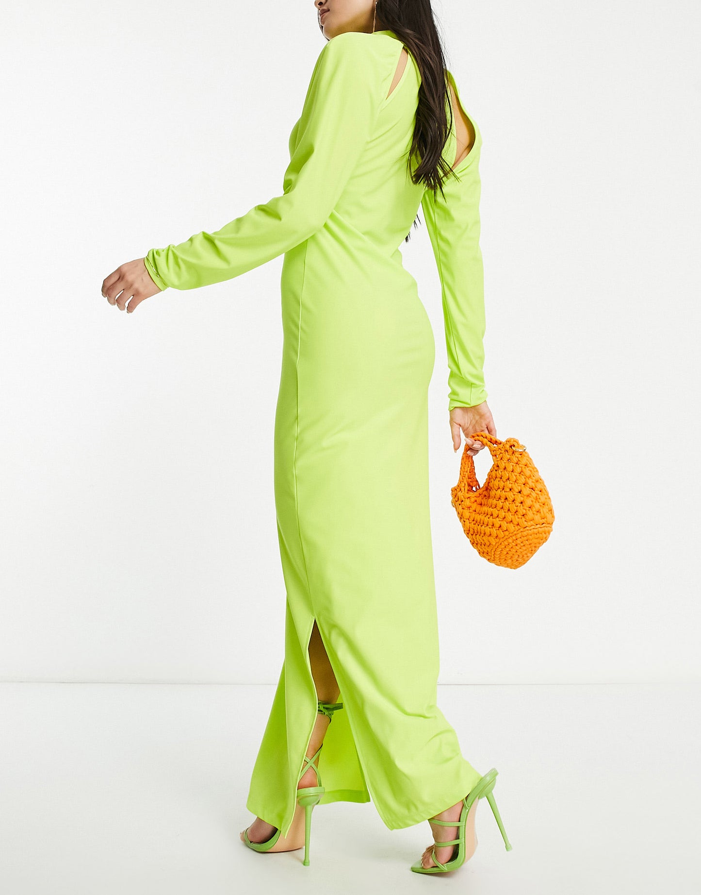 Vero Moda X Joann Van Den Herik detachable sleeve racer neck maxi dress in lime popsicle