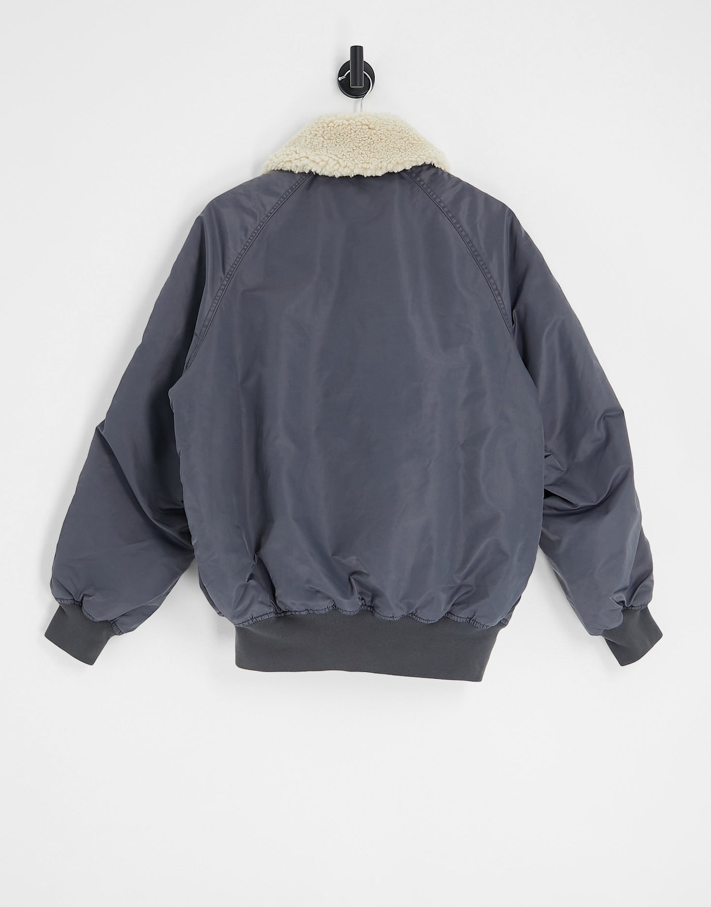 Weekday Gaus oversized padded bomber with borg collar in washed black