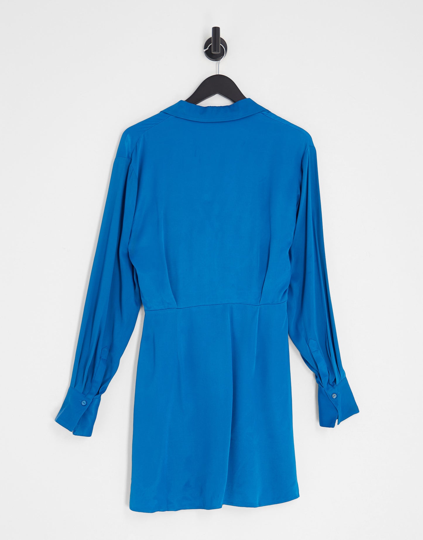 & Other Stories satin mini wrap shirt dress in blue