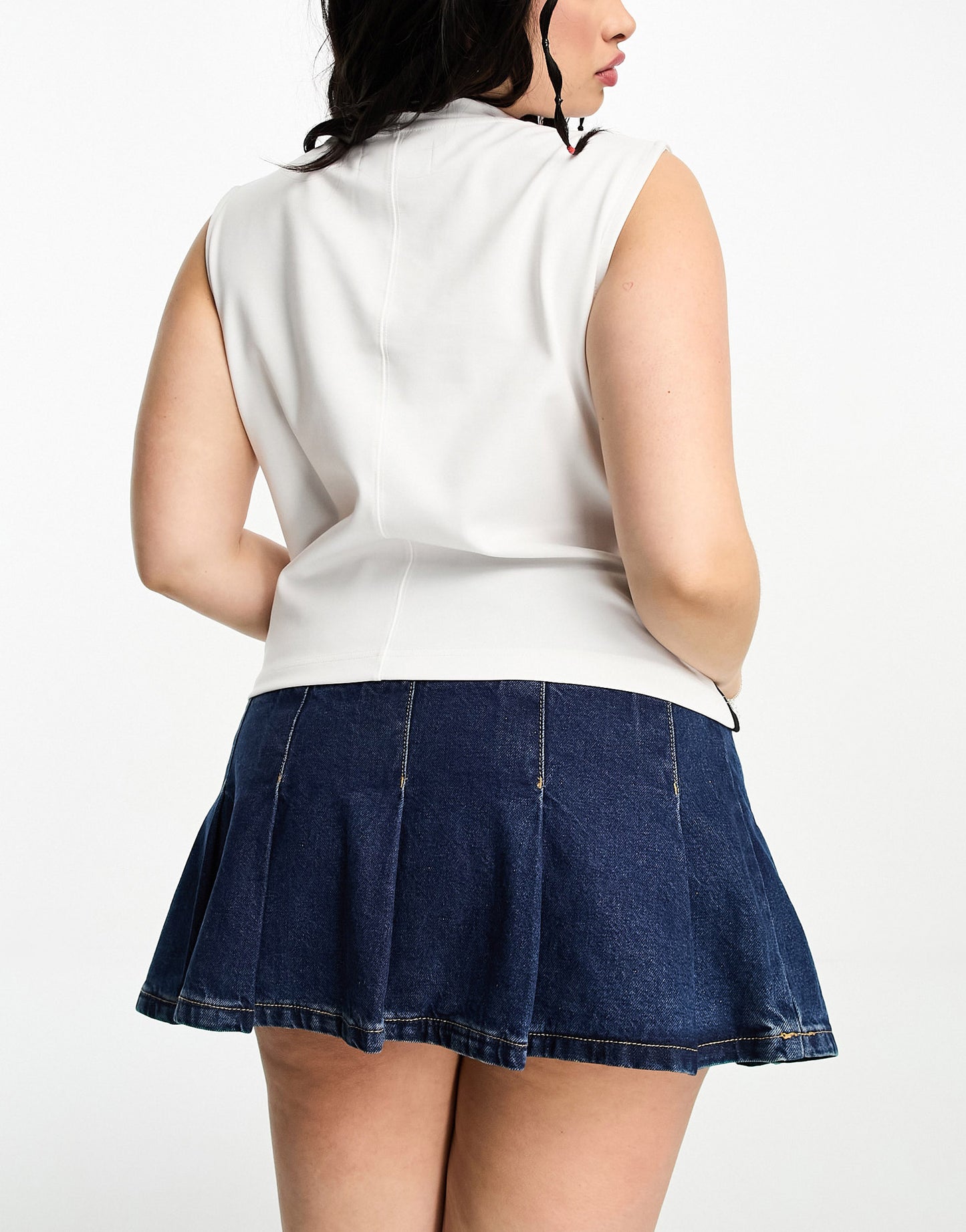 Calvin Klein Jeans Plus logo tape loose sleeveless top in white