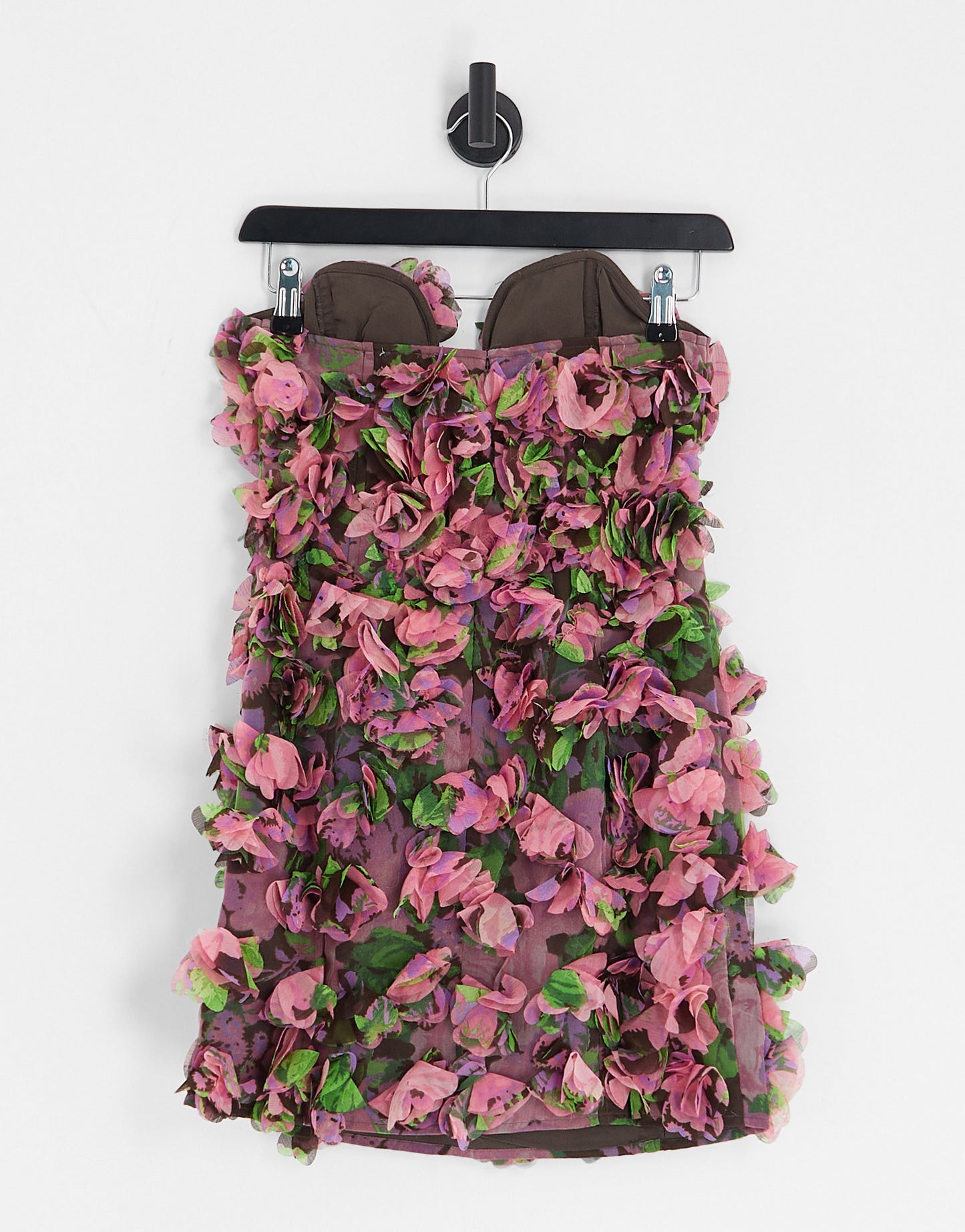 ASOS DESIGN corset plunge mini dress with corsage detail in floral print