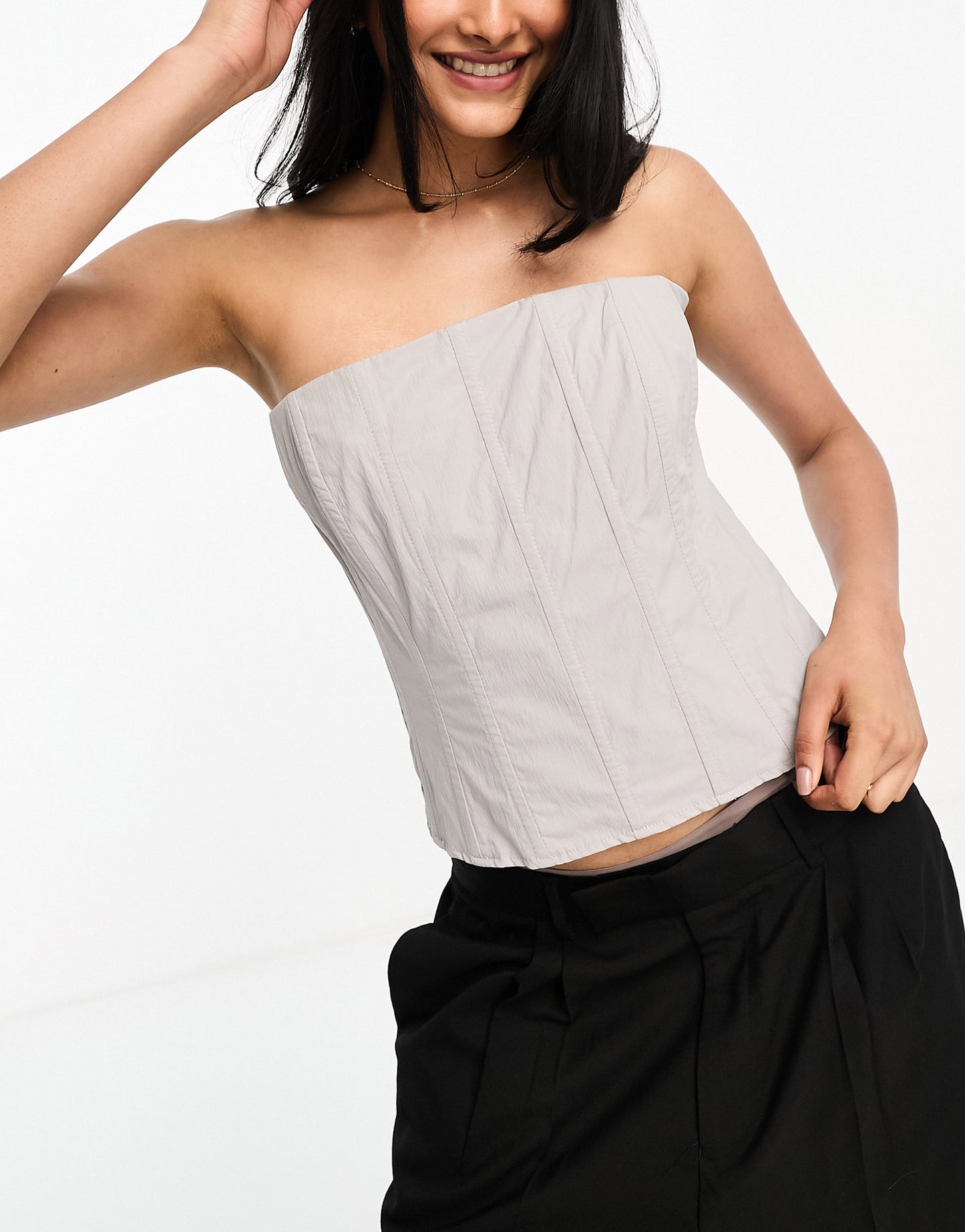 Extro & Vert structured bandeau corset top in stone