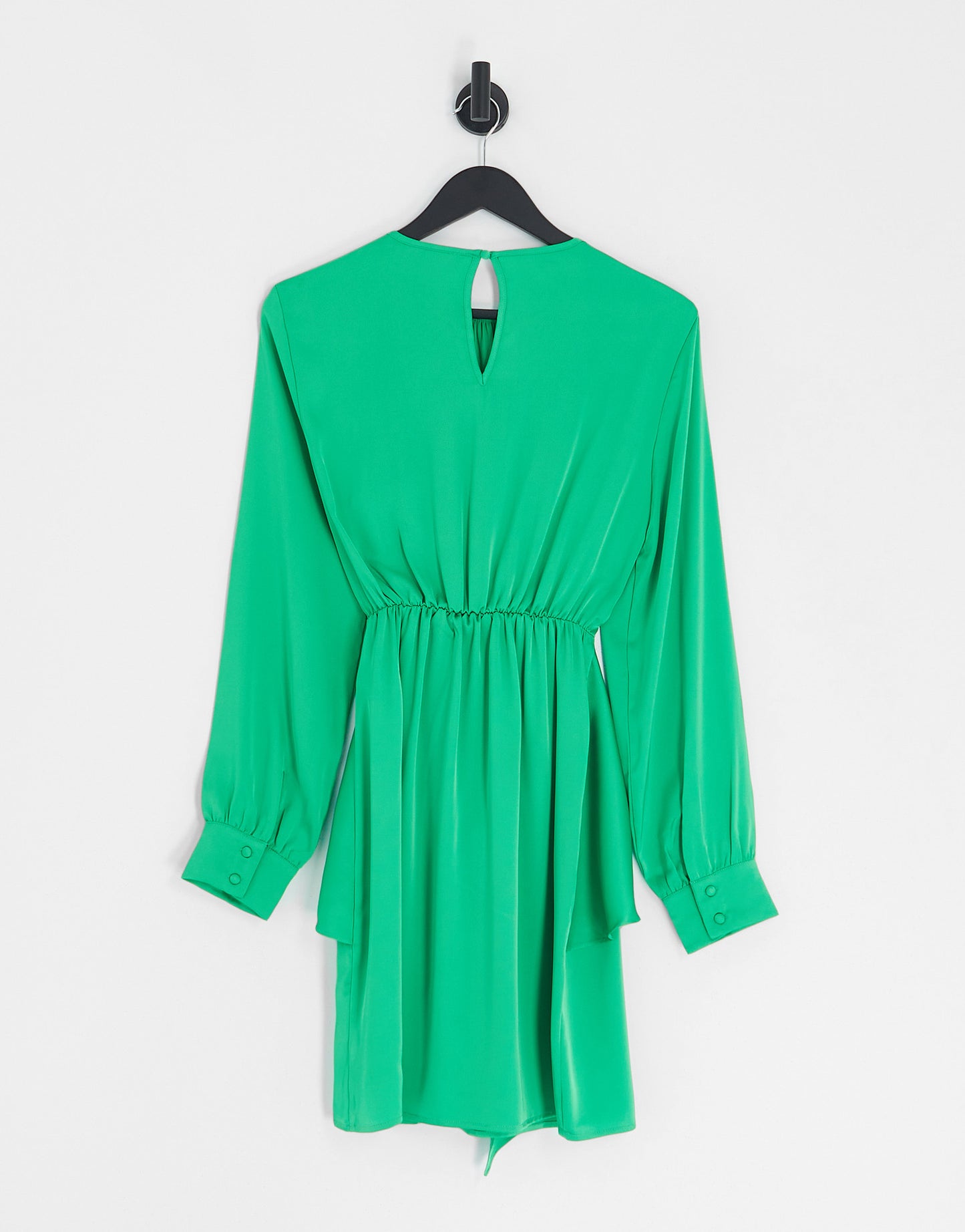 Vila satin knot front mini dress in bright green