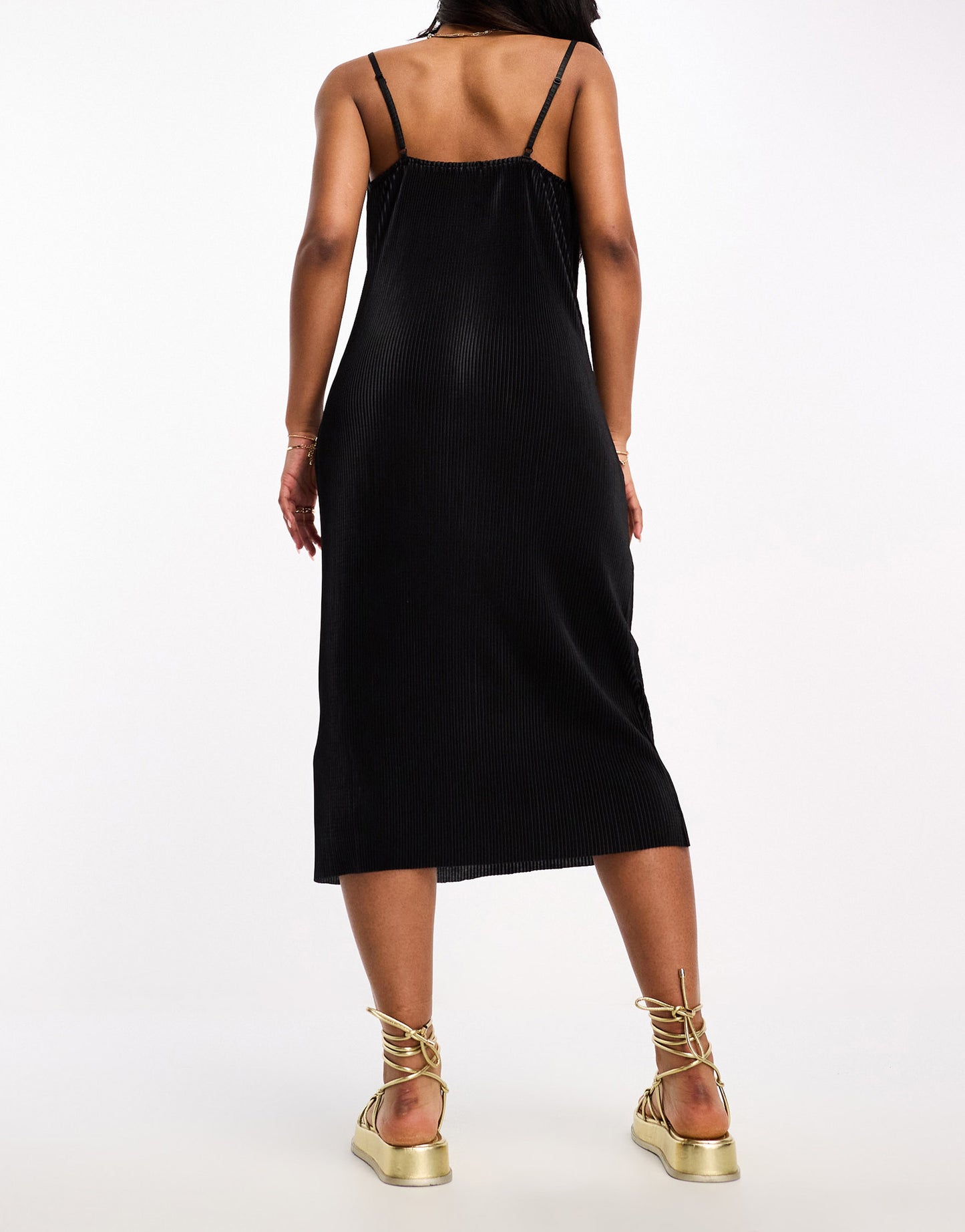Threadbare cami cowl neck plisse maxi dress in black