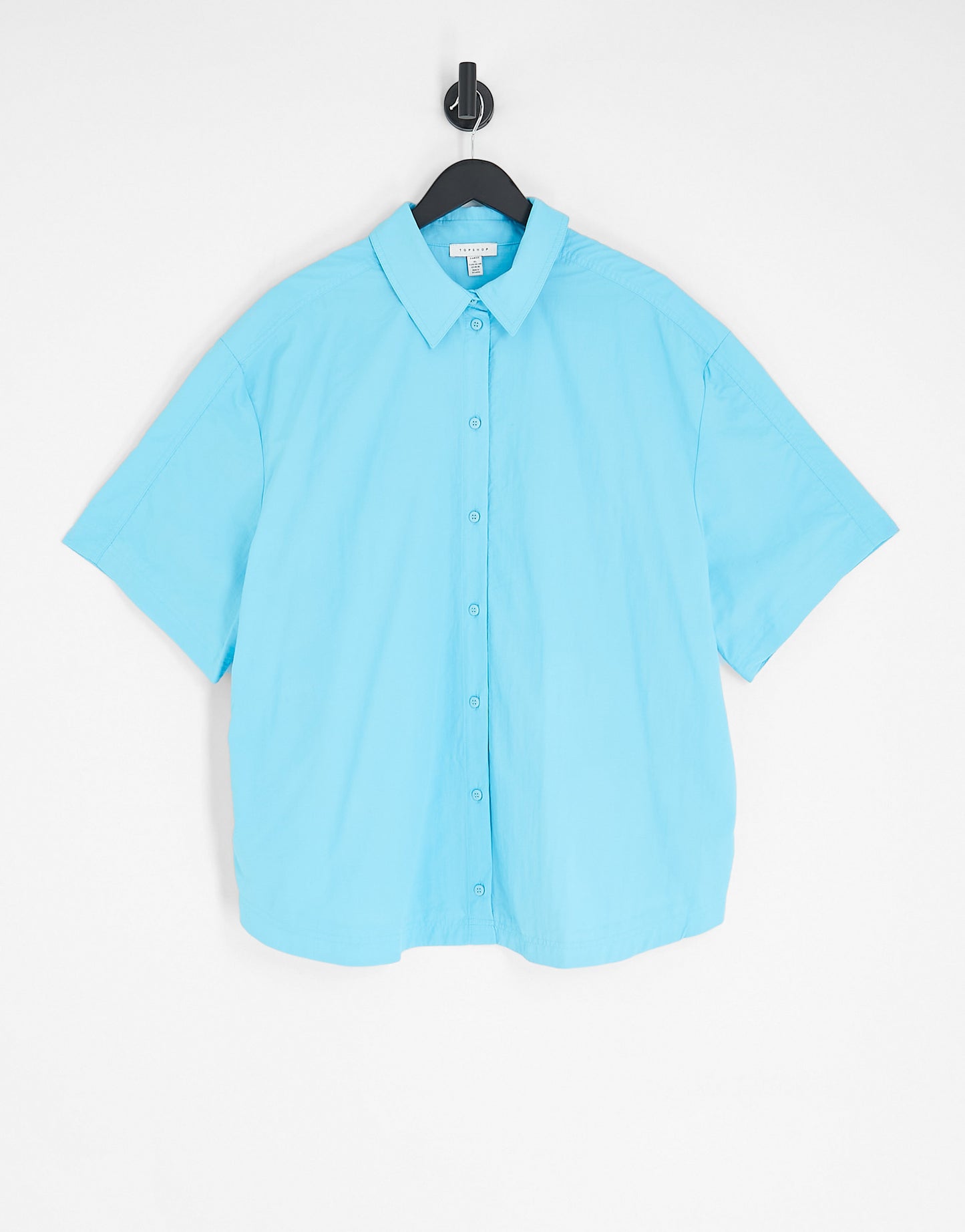 Topshop Curve co-ord nylon oversized short sleeve shirt jacket in blue
