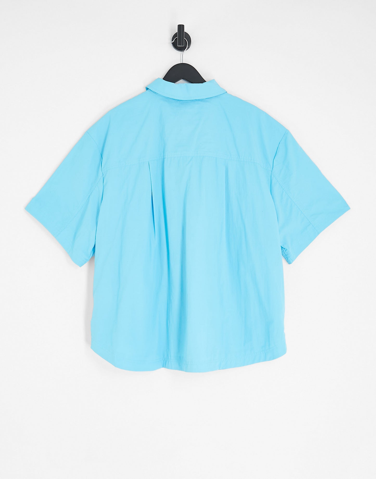 Topshop Curve co-ord nylon oversized short sleeve shirt jacket in blue