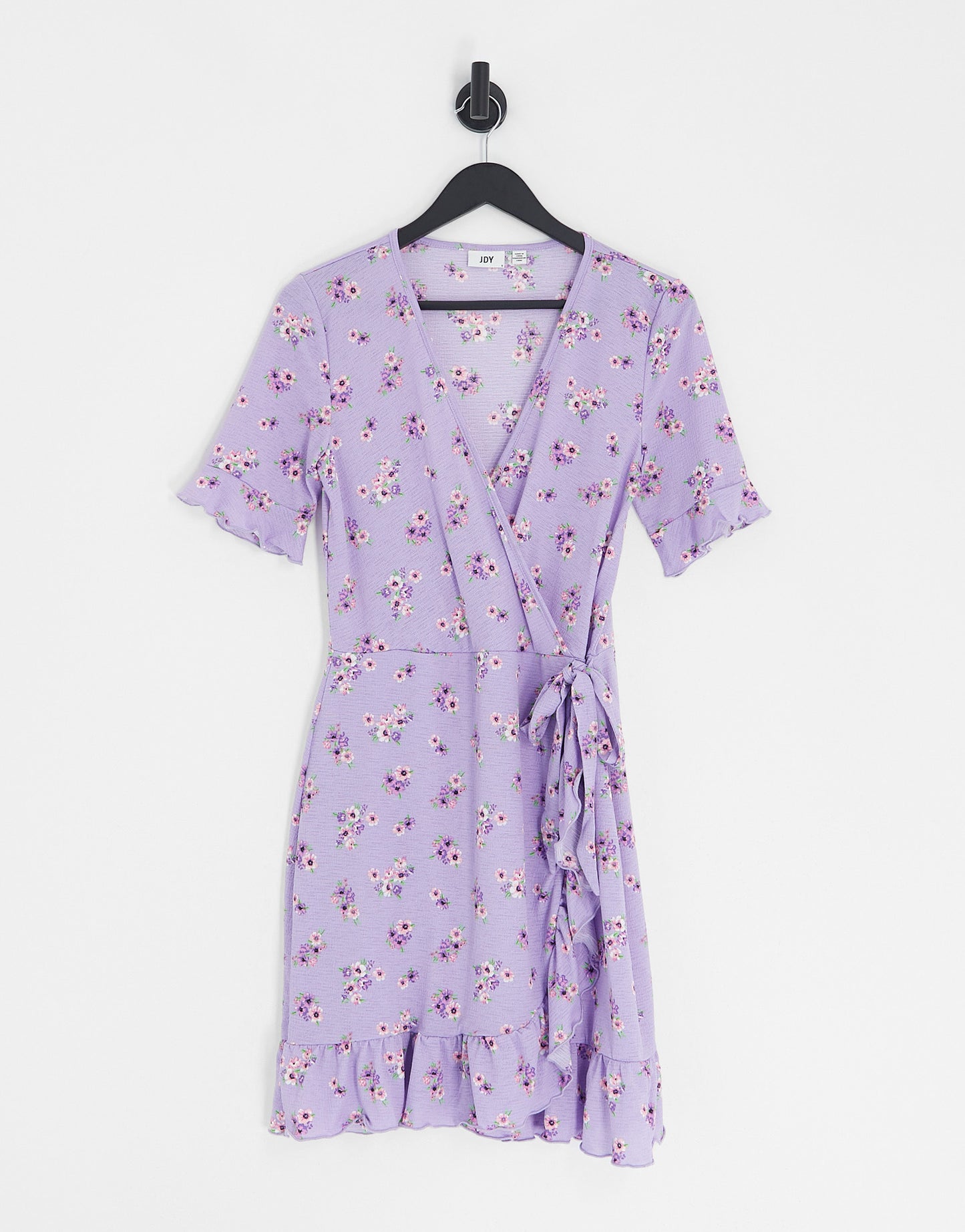 JDY Tall exclusive wrap mini tea dress in lilac vintage floral