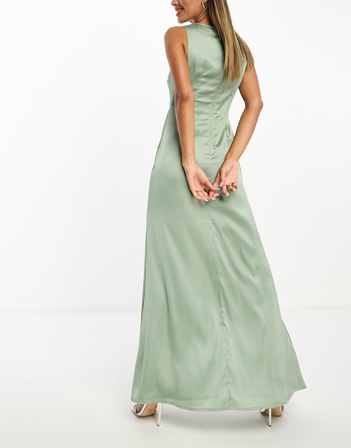Anaya satin maxi dress with cut out detail in sage