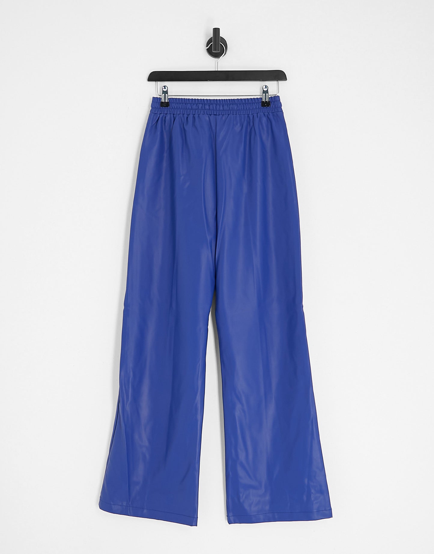 Topshop faux leather jogger style straight leg trouser in cobolt
