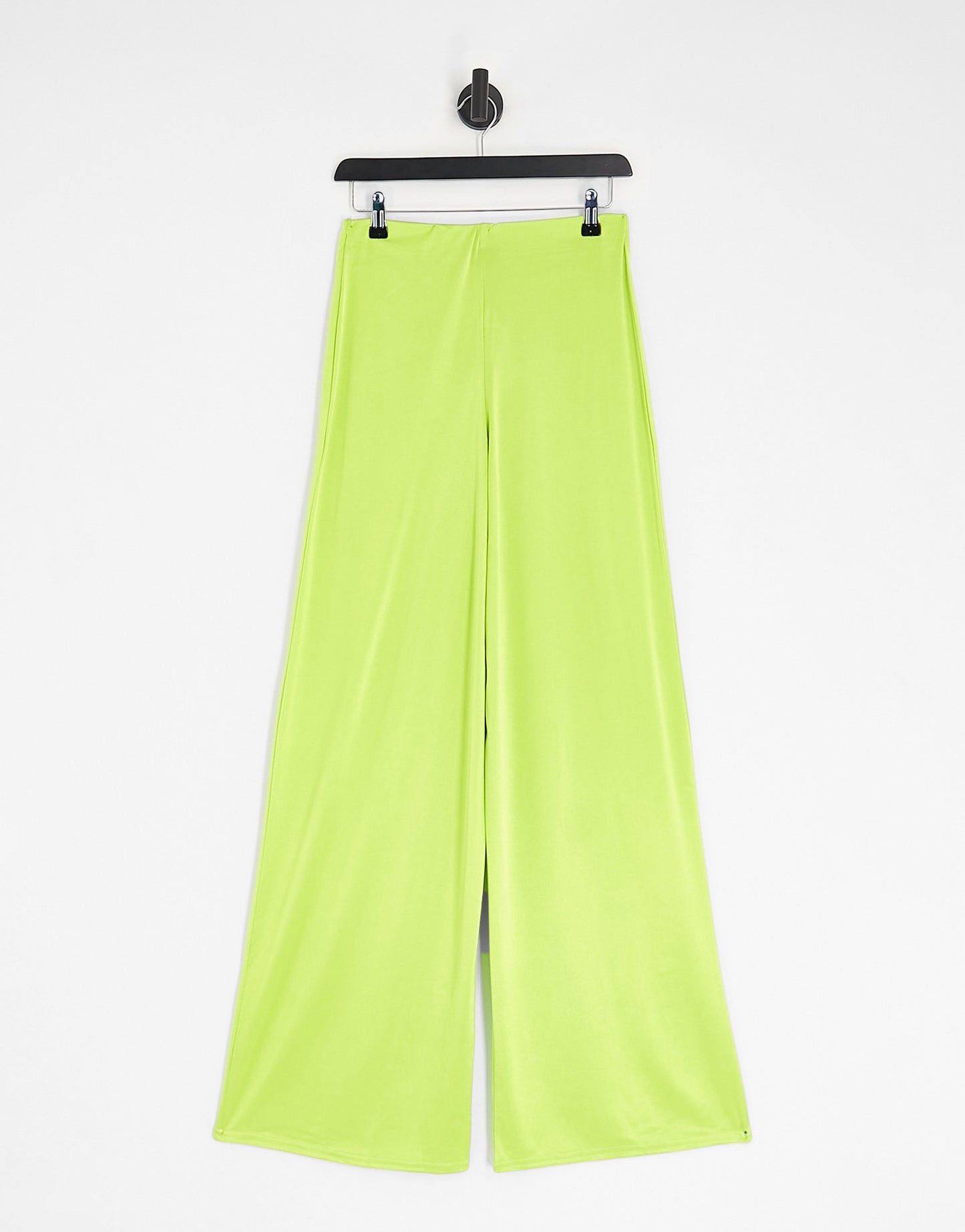 ASOS DESIGN co-ord satin twill floaty wide leg in chartreuse
