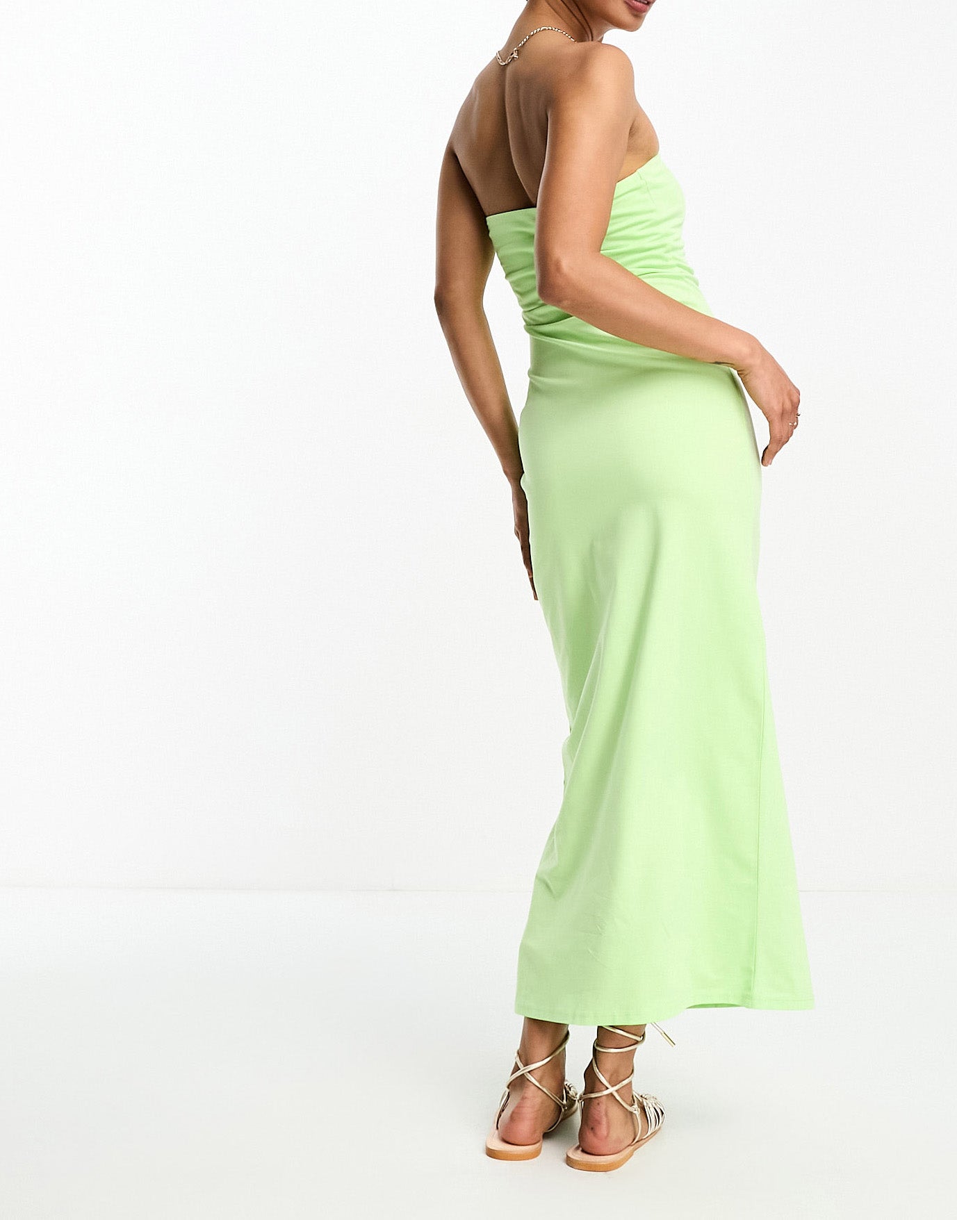 ASOS DESIGN bandeau bodycon midi dress in lime