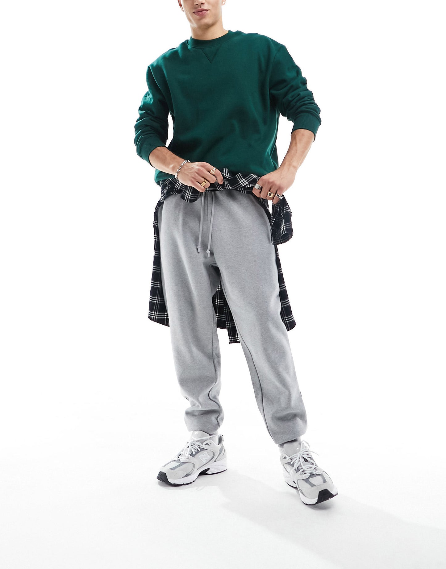 ASOS DESIGN premium heavyweight oversized sweatshirt 400gsm in dark green - DGREEN