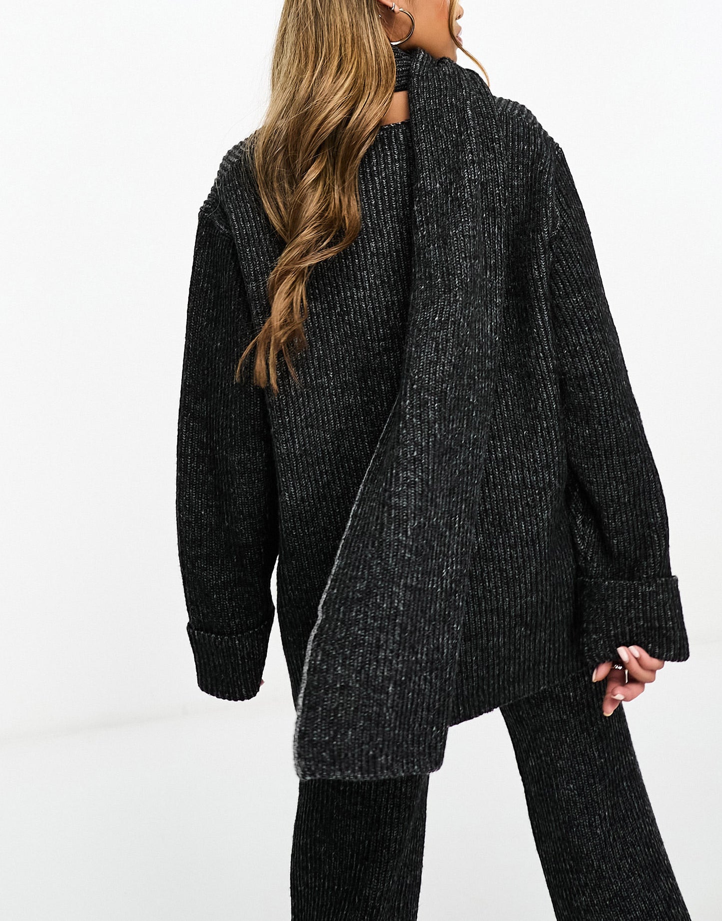 4th & Reckless knitted jumper with scarf co-ord in black