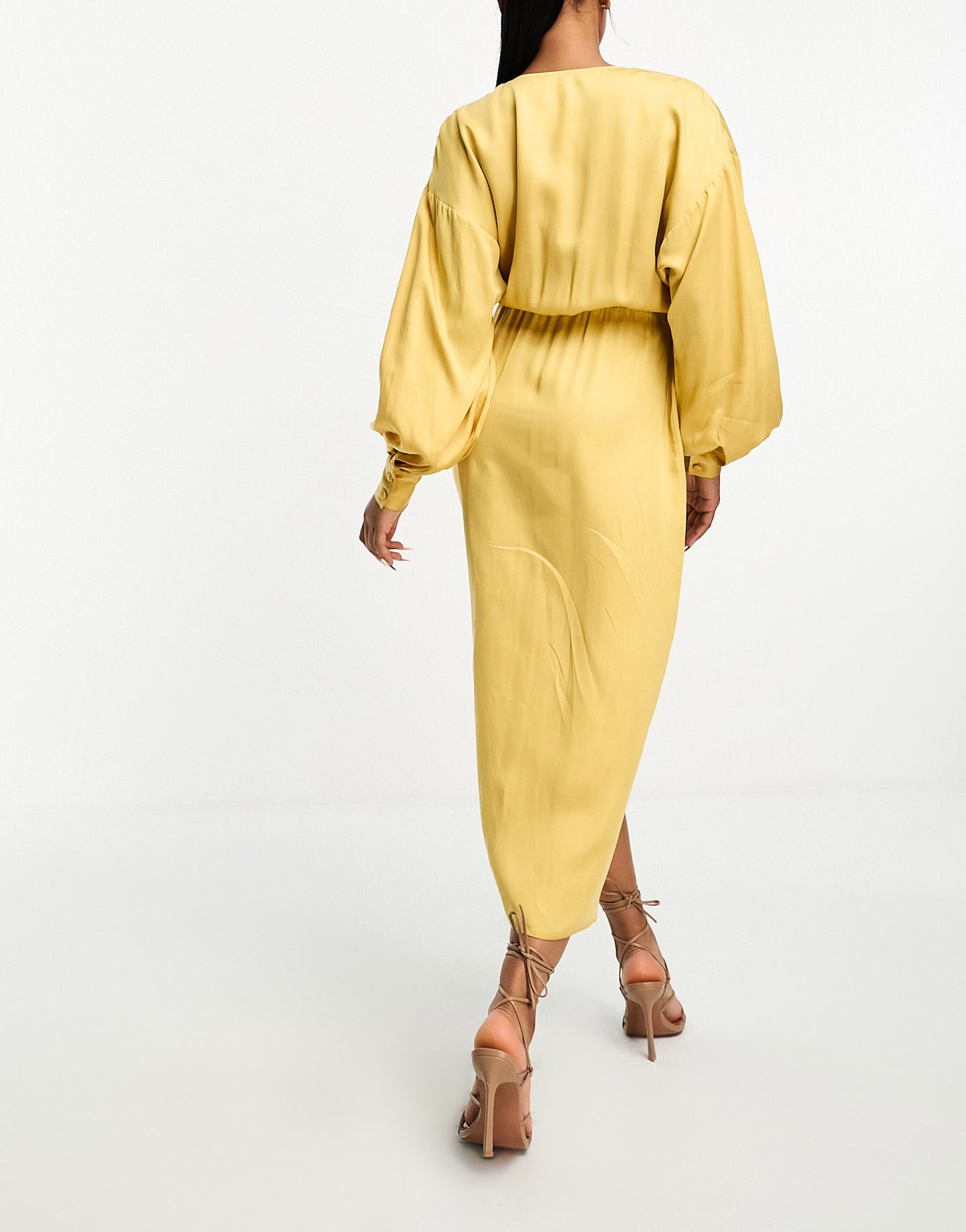 & Other Stories midi wrap dress in dusty yellow
