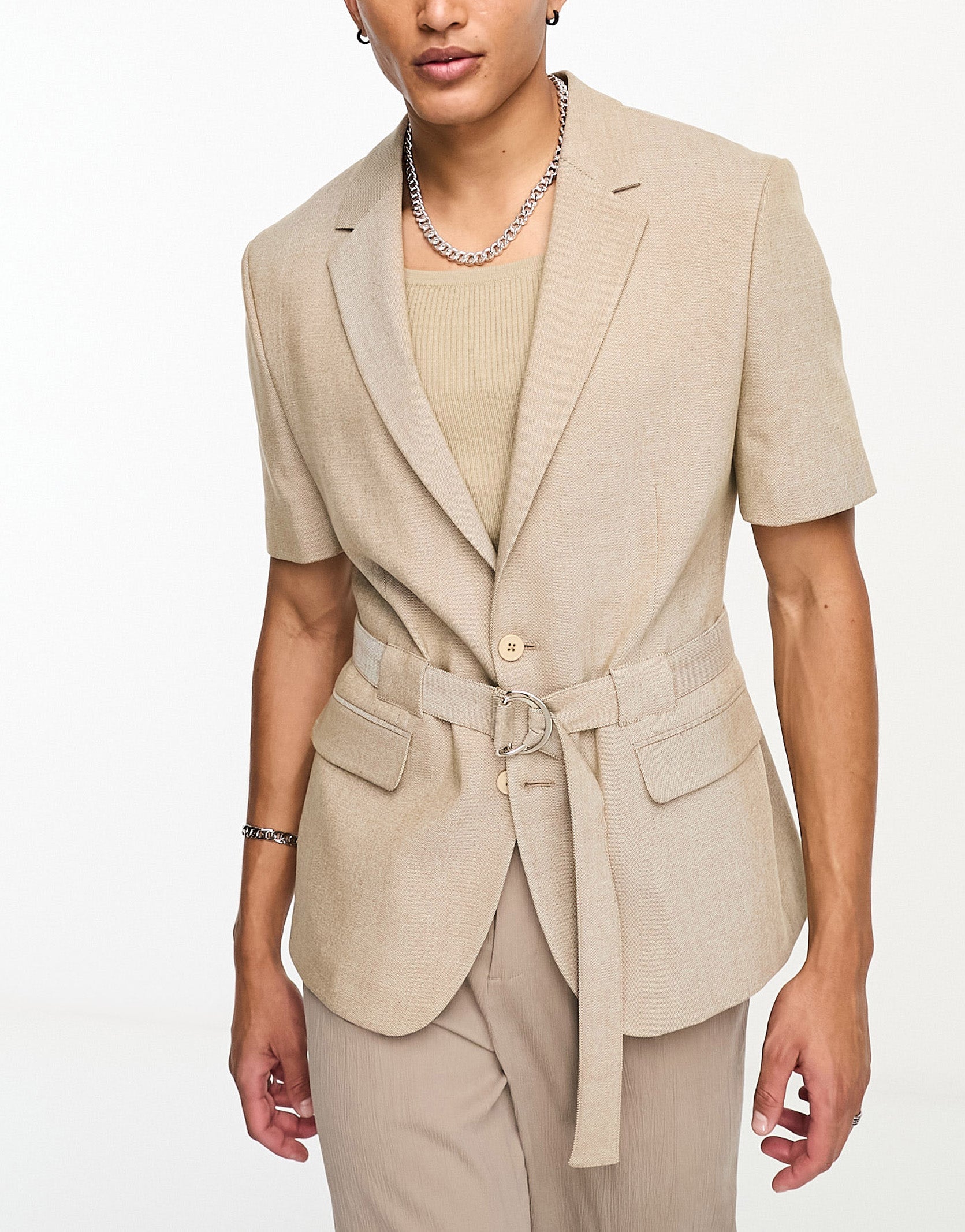 Belted suit jacket deals