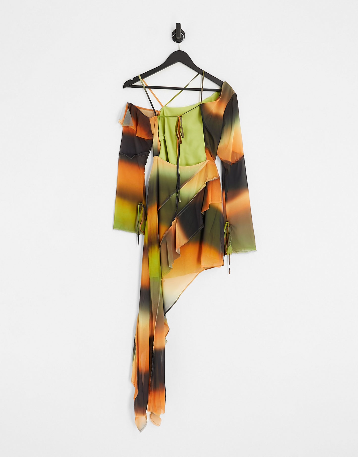 ASOS EDITION panelled one shoulder mini dress in sunset stripe