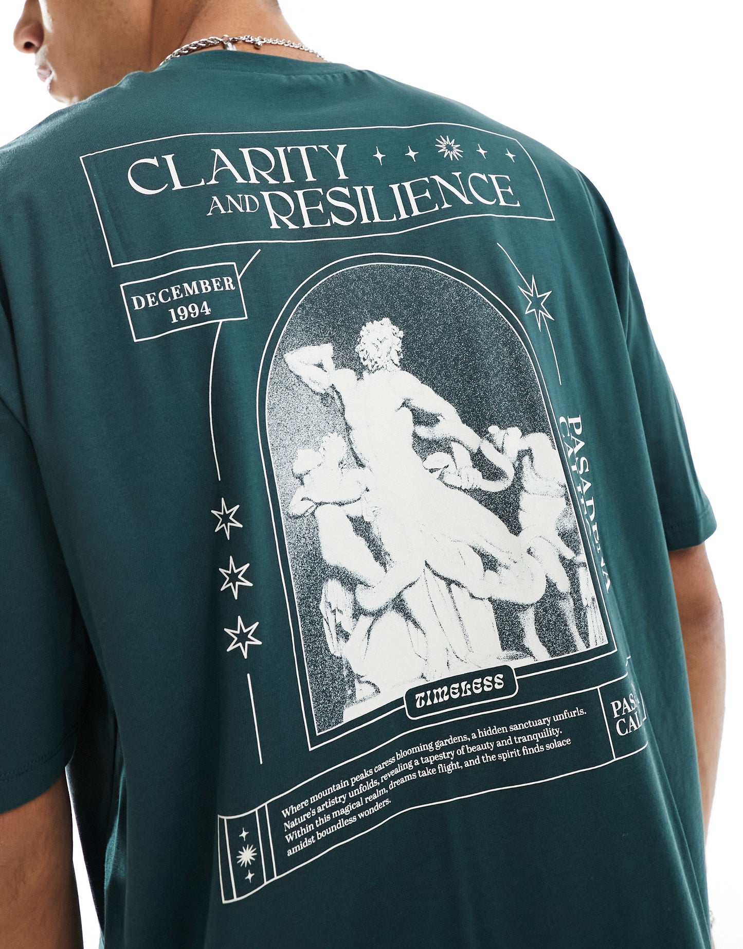 ASOS DESIGN oversized t-shirt in green with back renaissance print