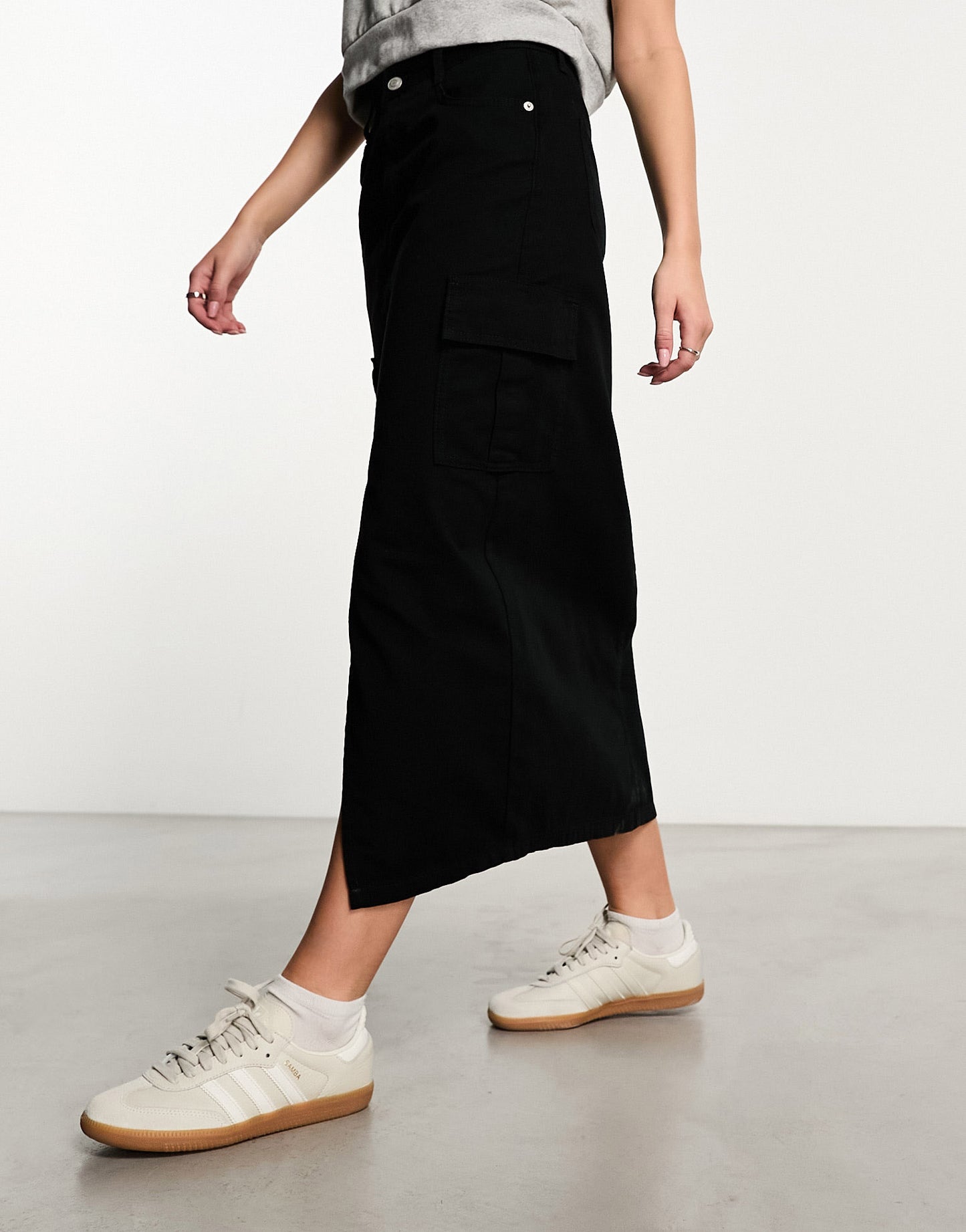 New Look cargo midaxi skirt in black