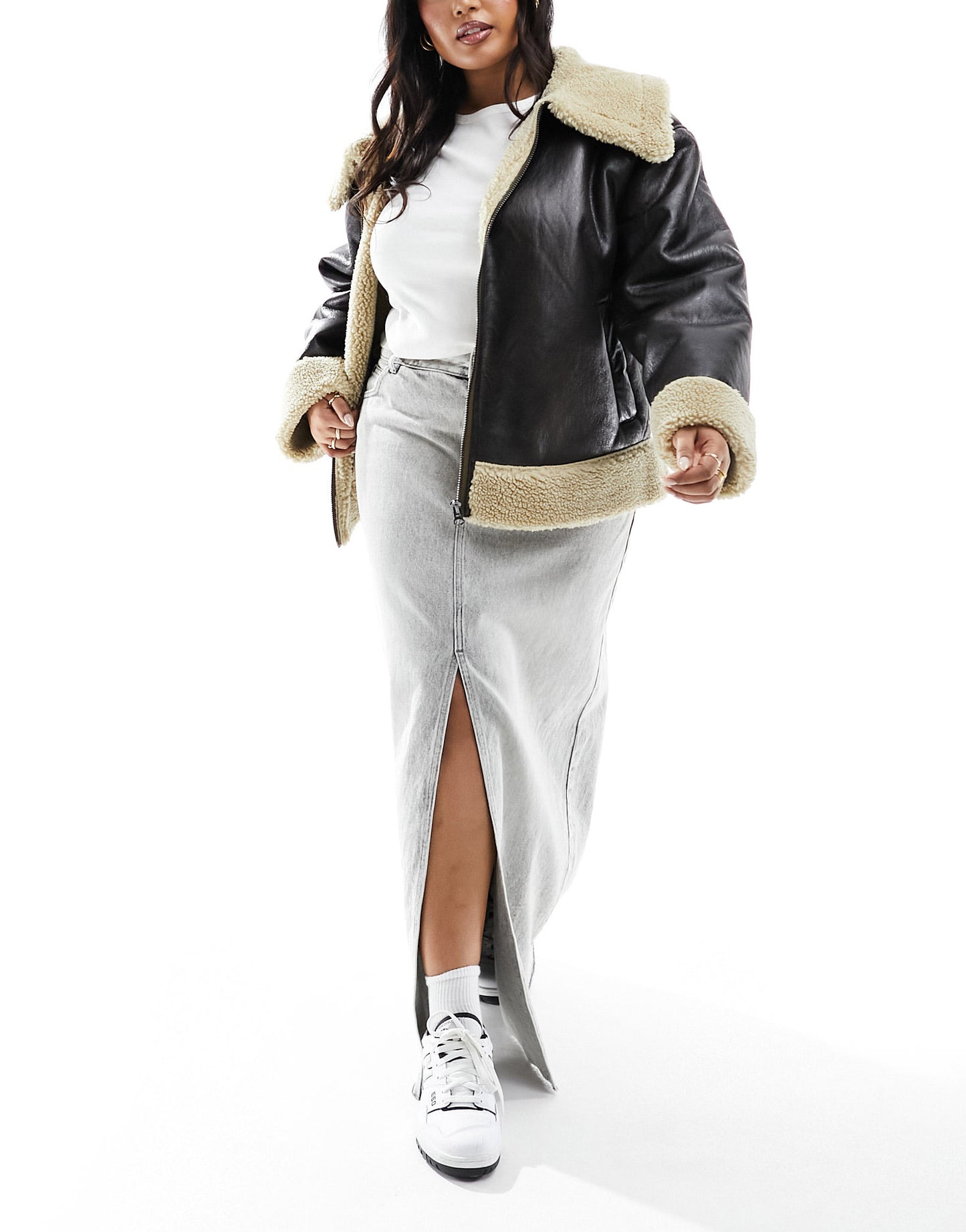 Yours cropped jacket in brown