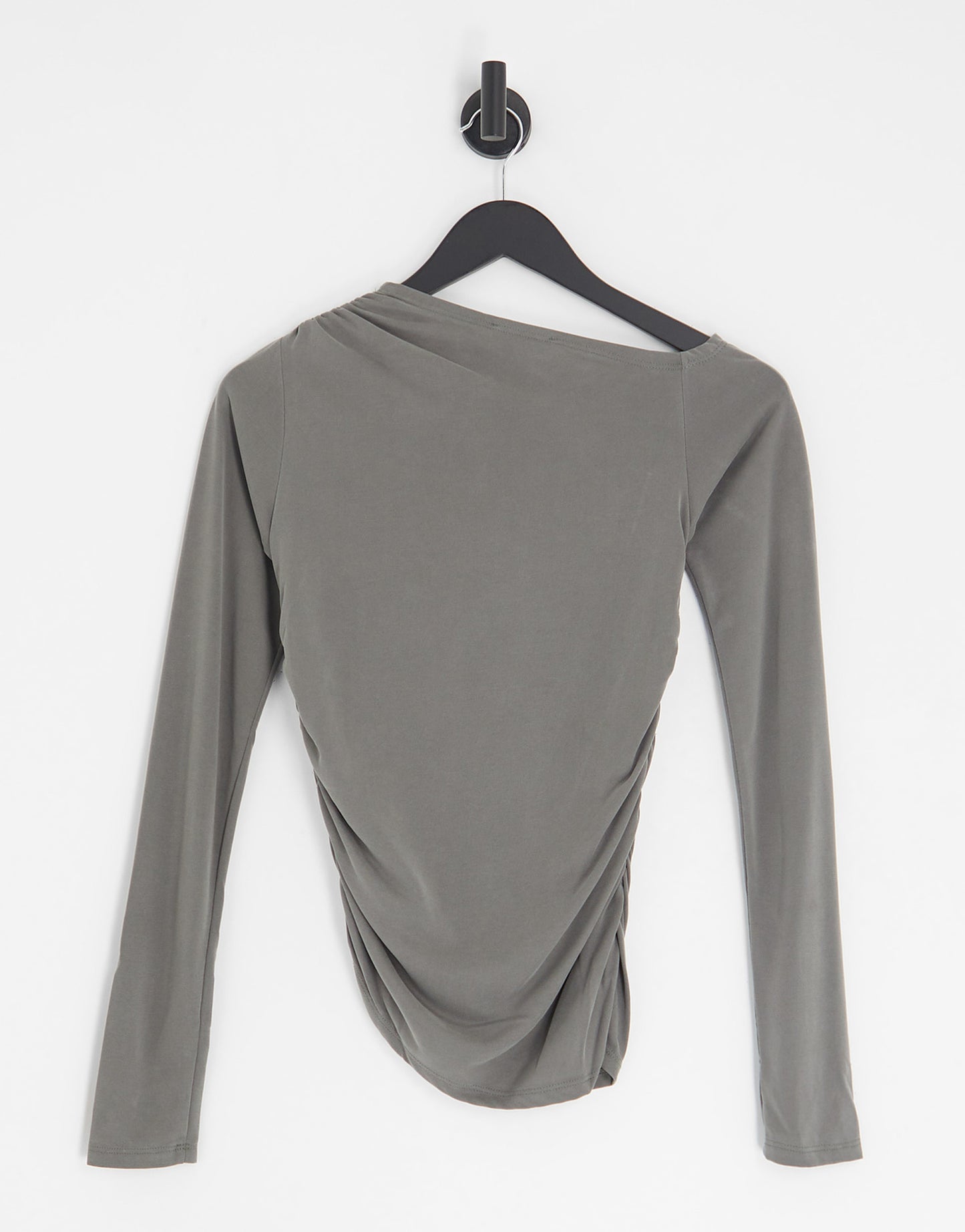 Weekday Main asymmetric long sleeve top in khaki grey