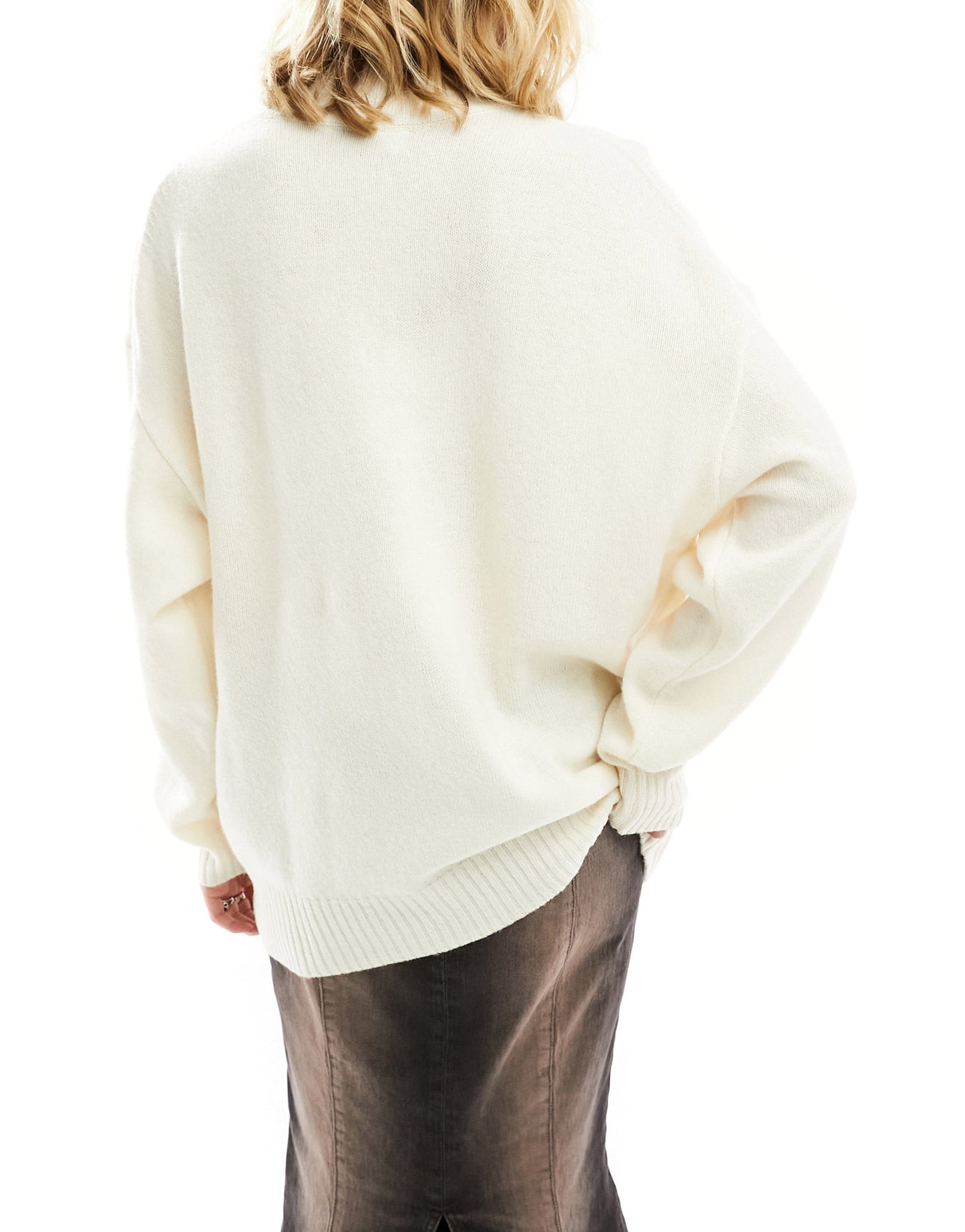 Weekday Unni wool blend oversized jumper in off-white