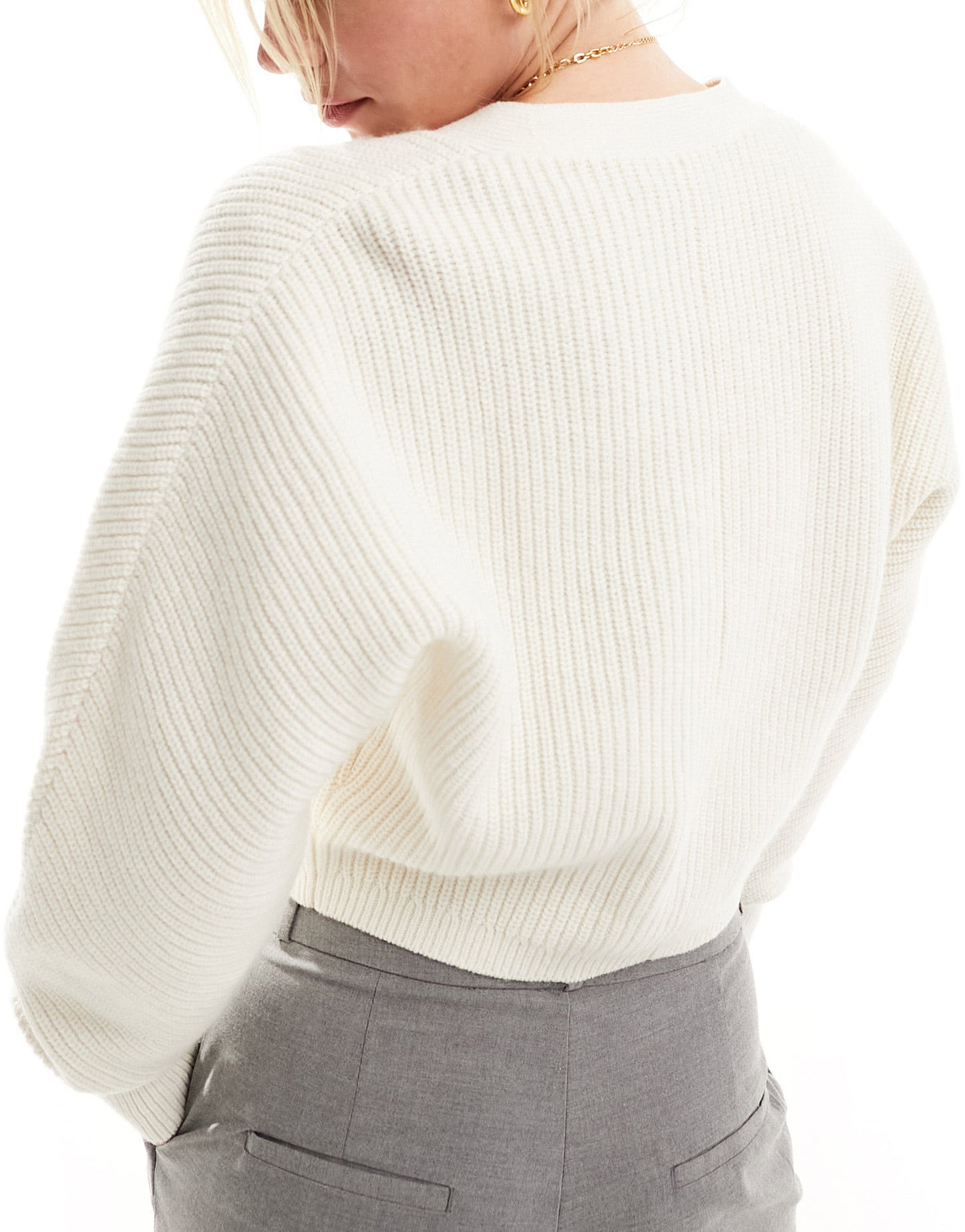 & Other Stories cotton and wool blend cardigan with v neck in soft white
