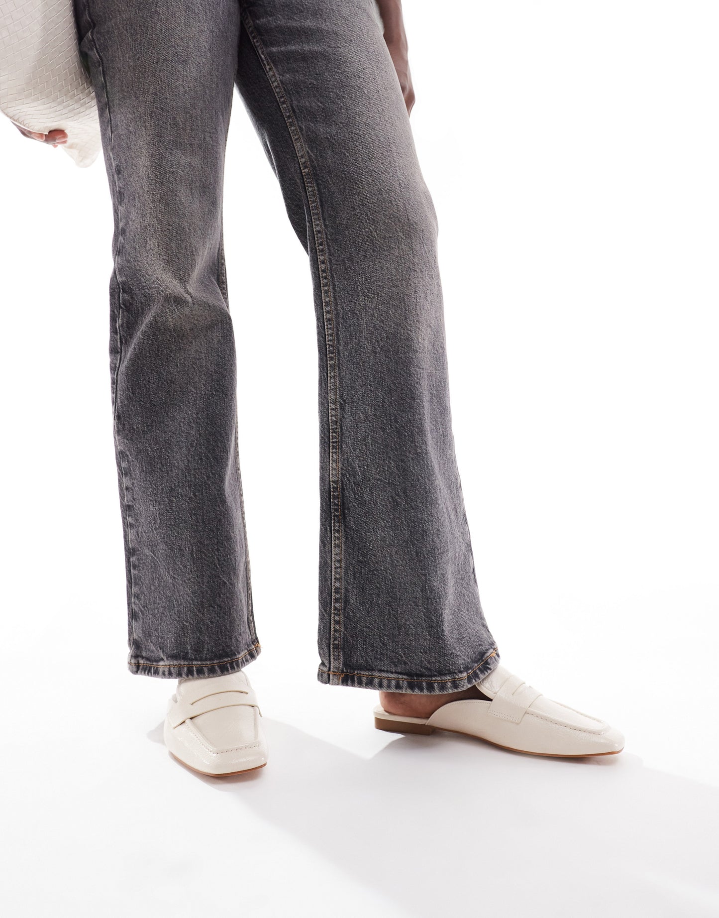 Stradivarius slip on loafer mule in ecru