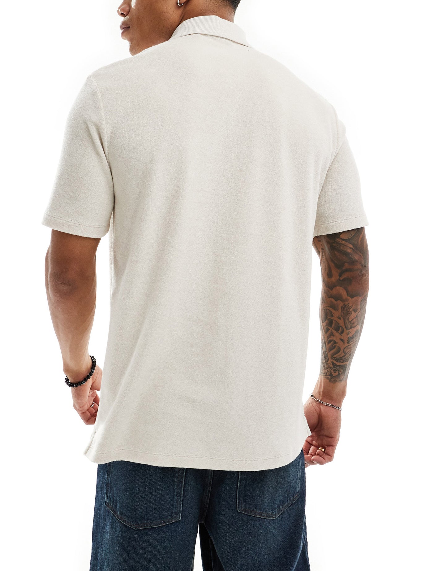 Lyle & Scott towelling embroidered logo polo in beige