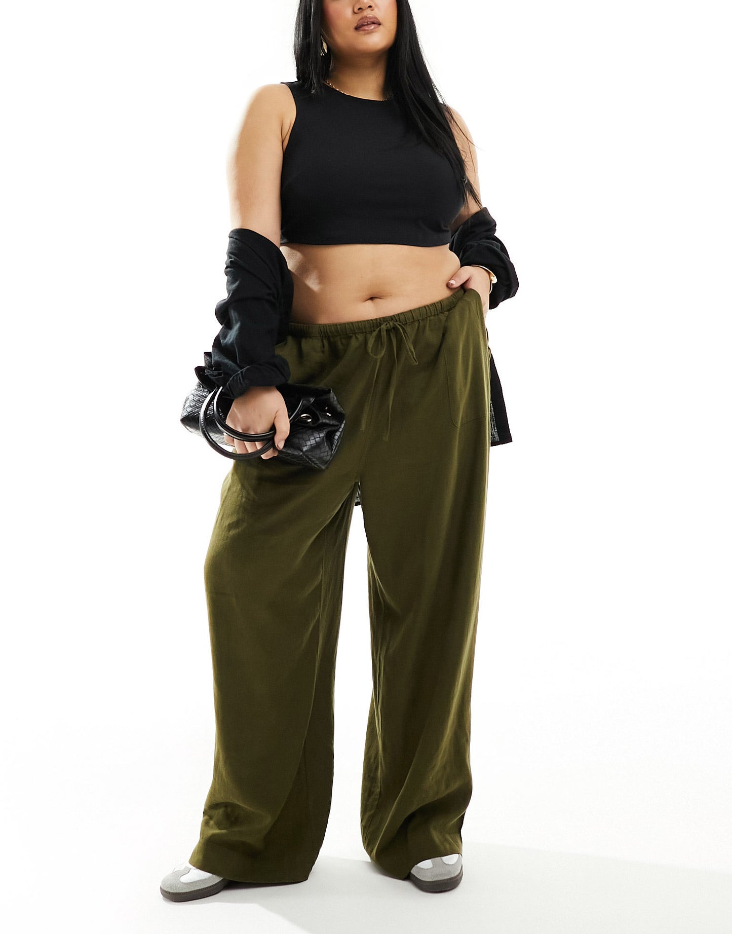 Nobody's Child Plus Shona wide leg trouser in khaki