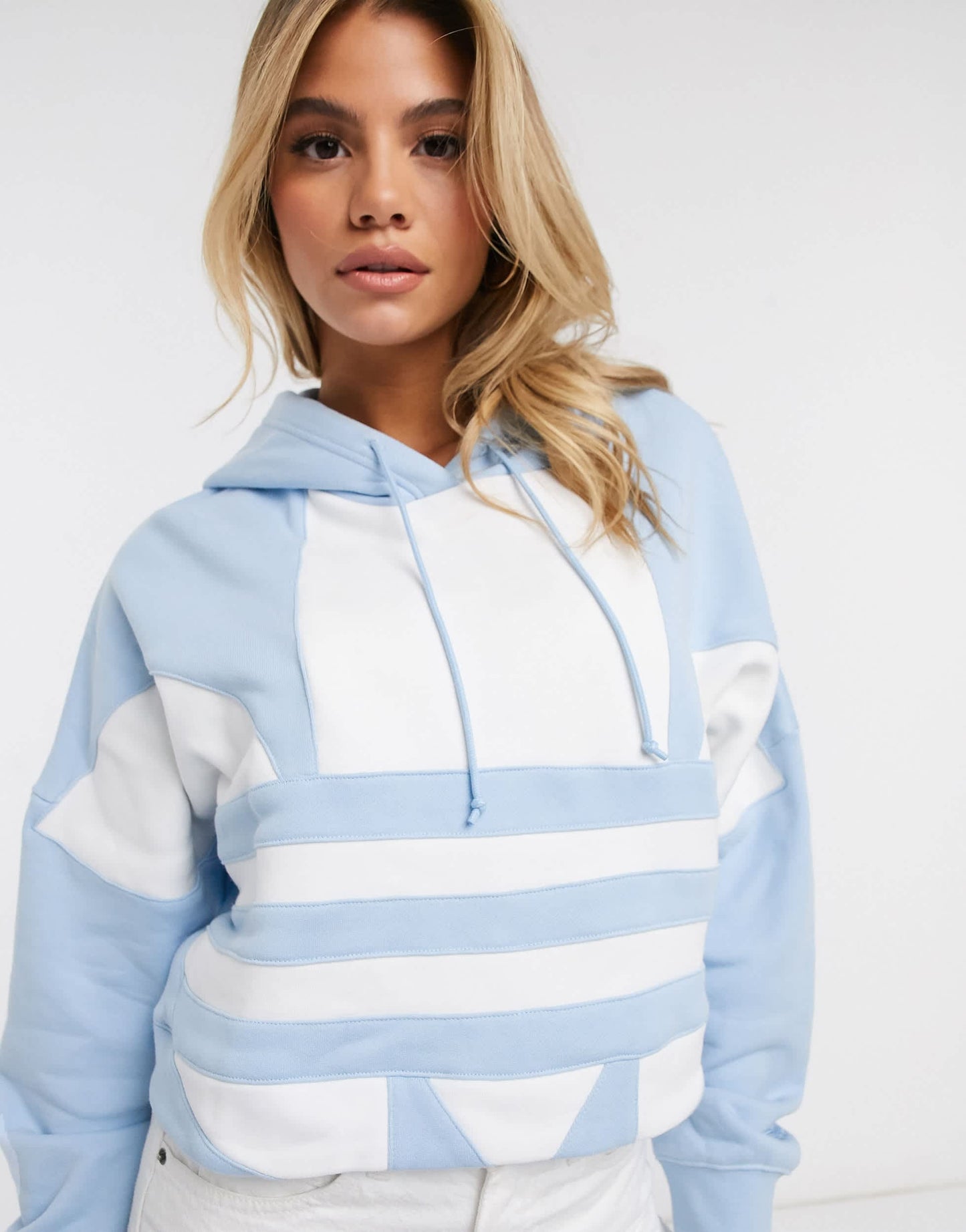 adidas Originals large trefoil hoodie in blue