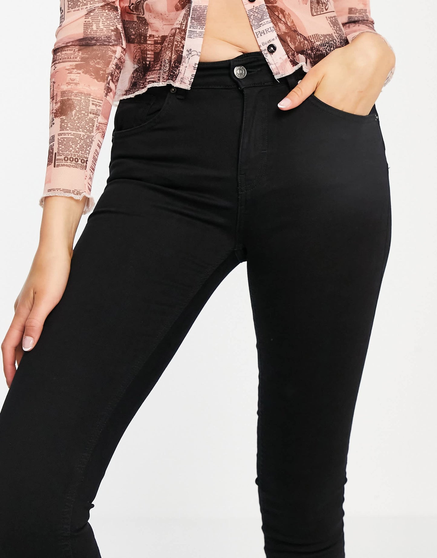 Pull&bear Tall push up jean in black