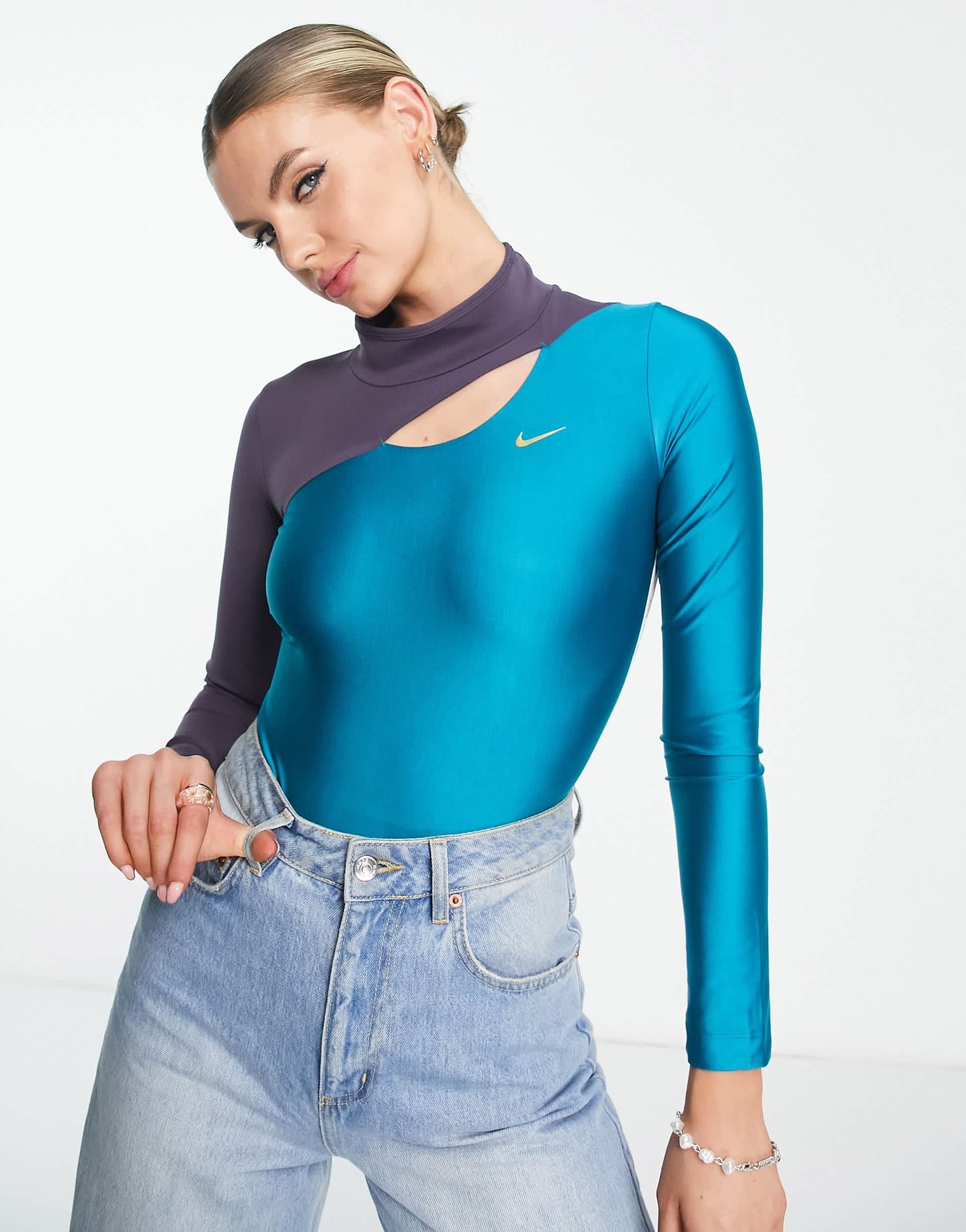 Nike X Serena Design Crew long sleeve body in teal/black