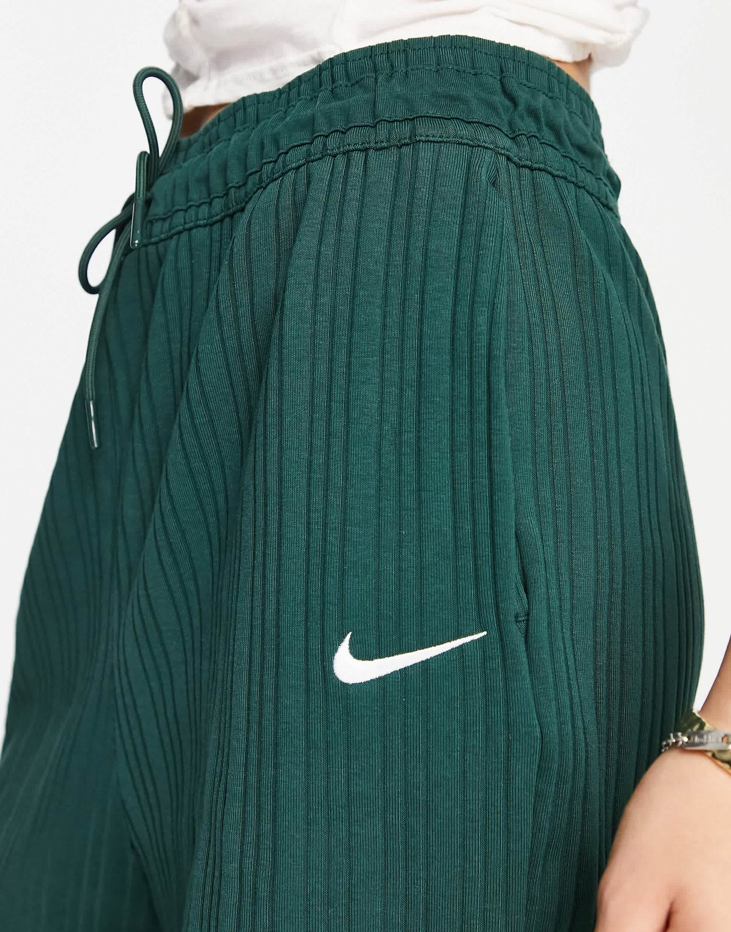 Nike mini swoosh ribbed jersey baller shorts in pro green