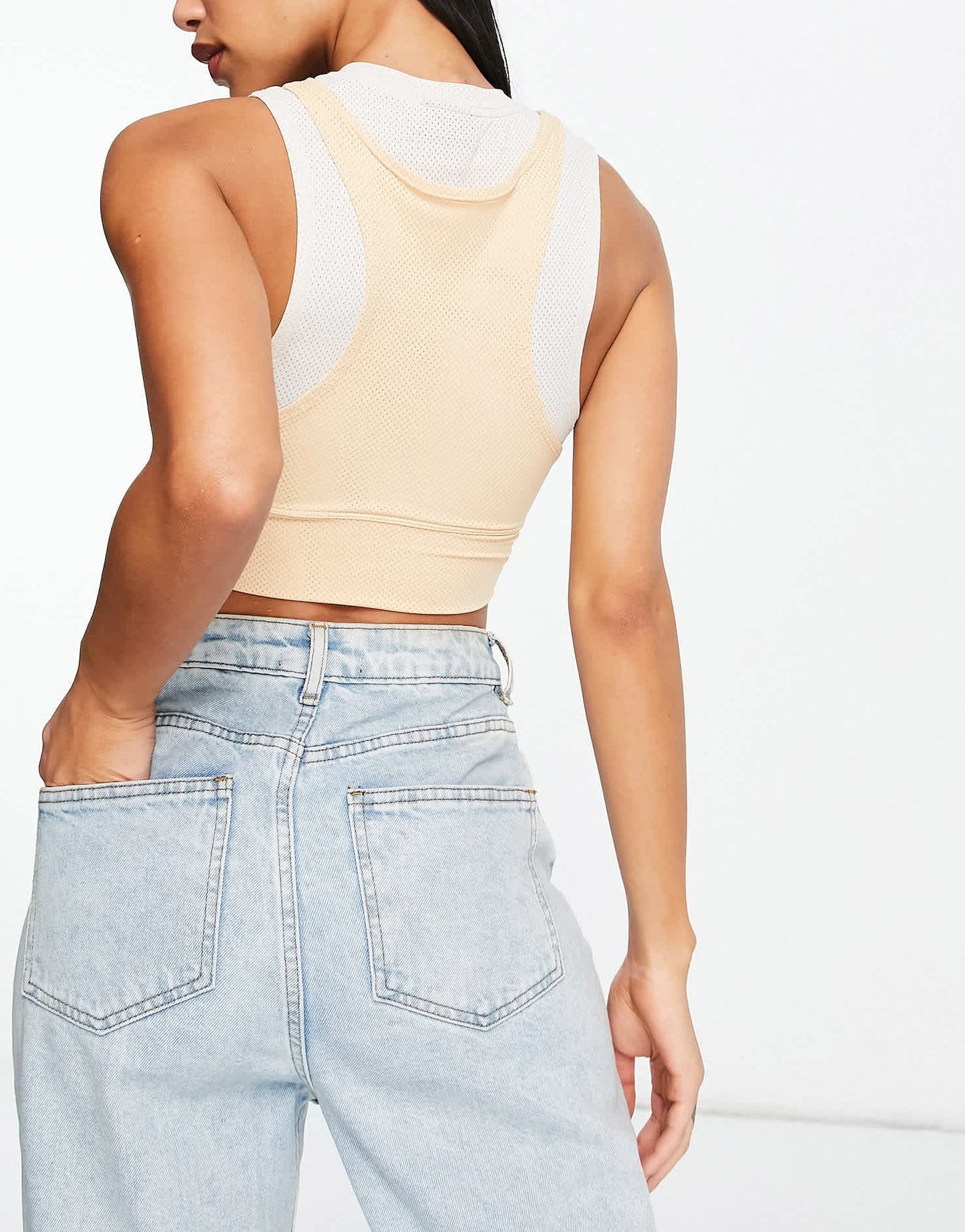Jordan essential layered crop top in off white and beige