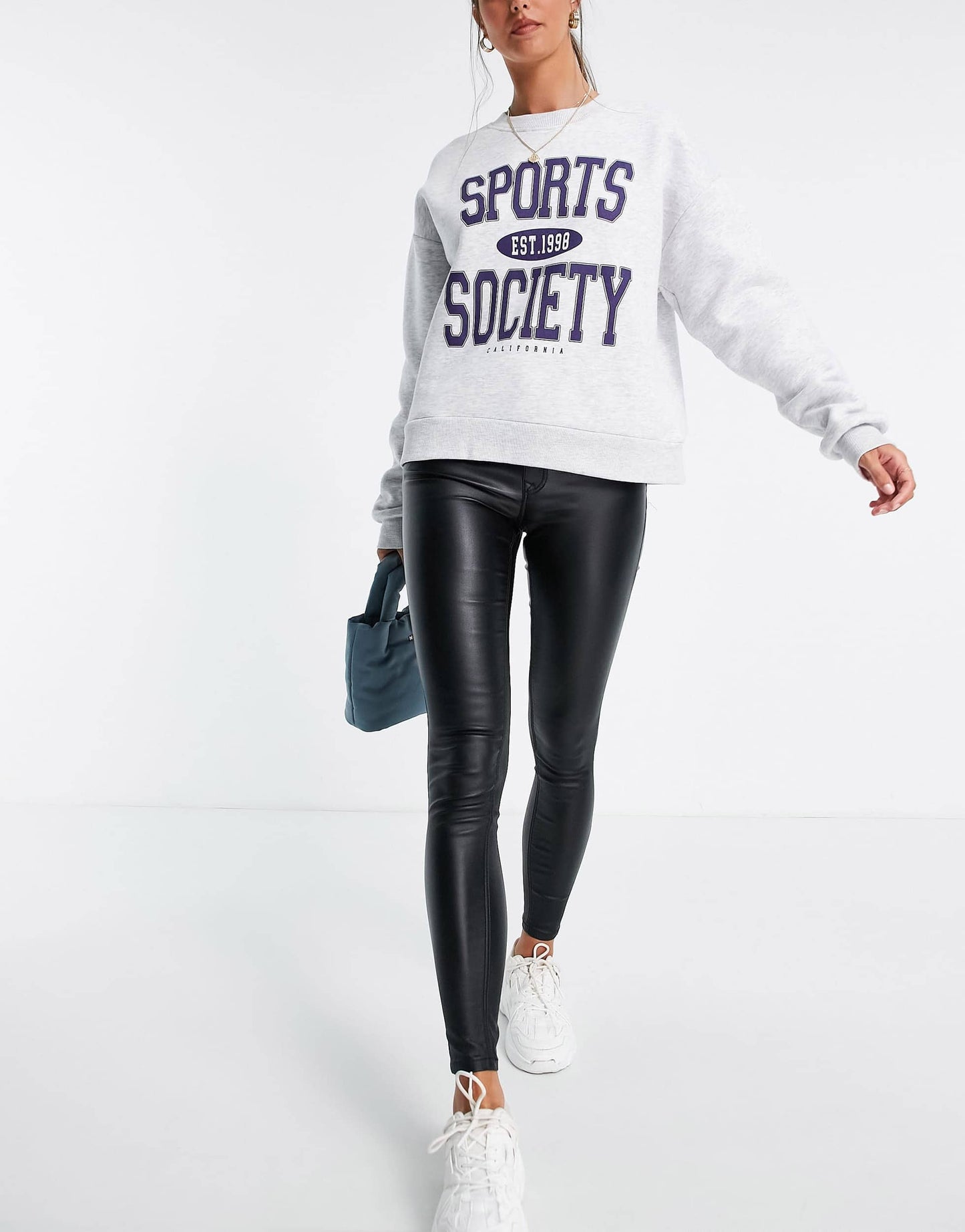 Stradivarius Tall coated push up jean in black