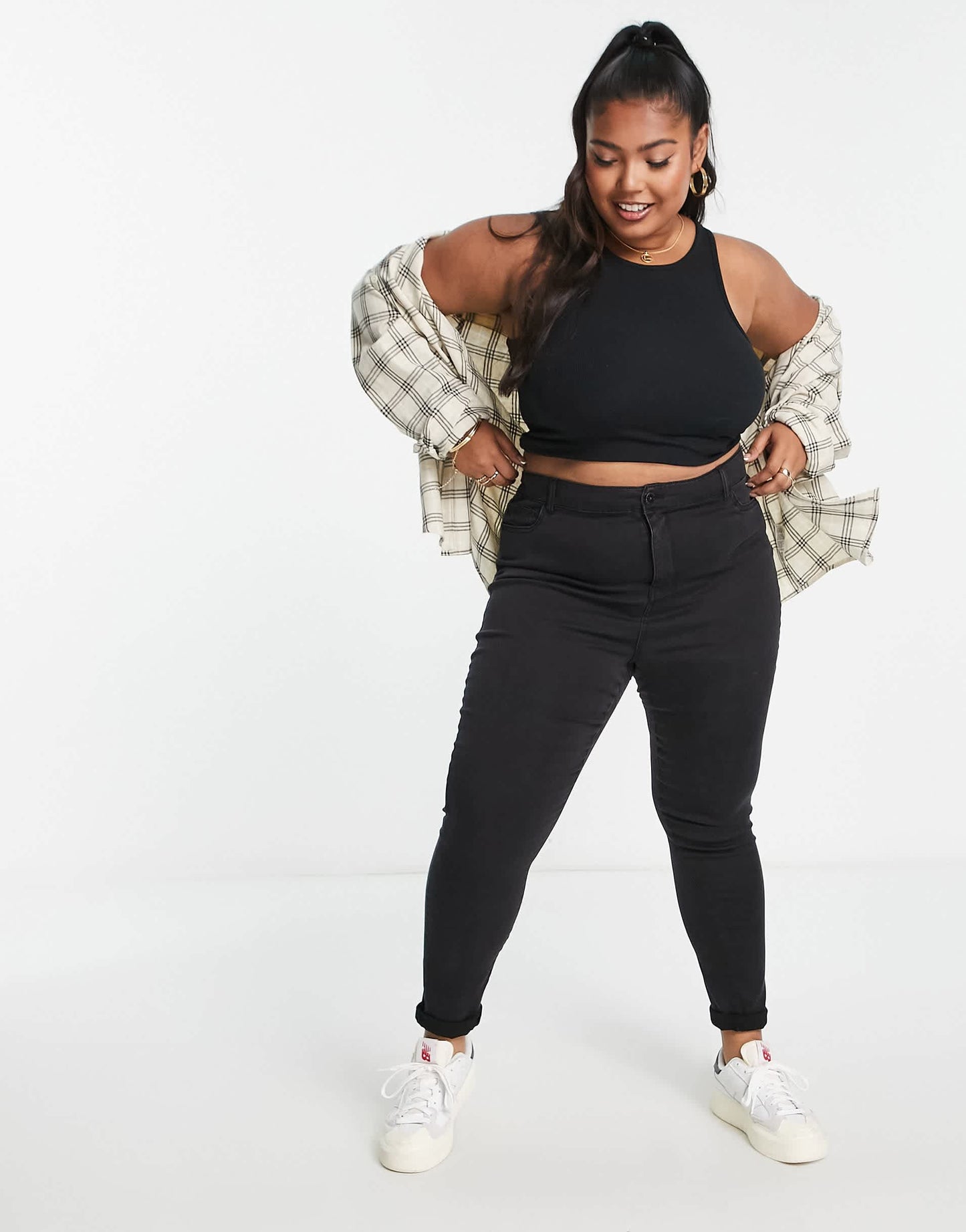 Simply be high waist skinny jeans in black