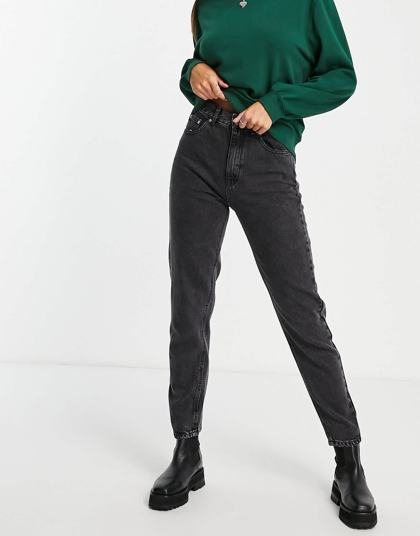 Pull&Bear Tall basic mom jean in washed grey