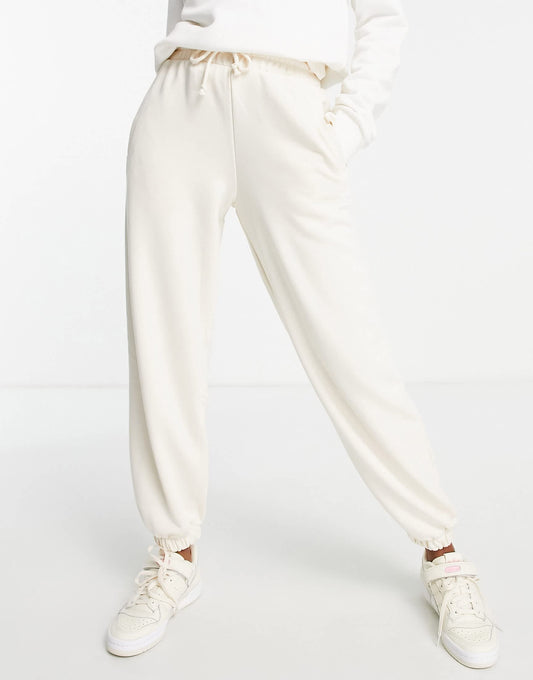 adidas Originals '80's Aerobic' oversized joggers in off white